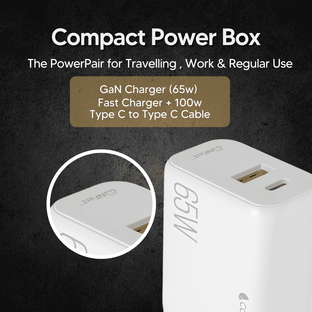 ULTRA power adapter 100-240V with Type-C, USB-A & 2m 100W cable