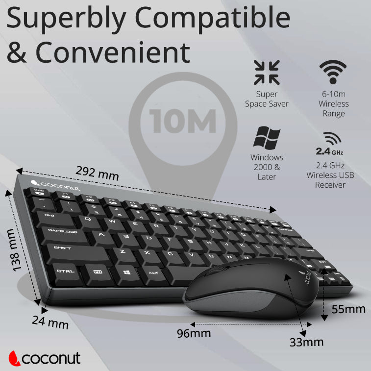 Mini Desire wireless keyboard and mouse combo, compact and ergonomic