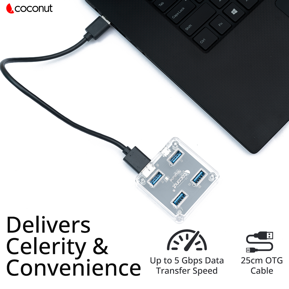 UH17 Neptune 4-Port USB 3.1 Hub with Transparent Design for Connectivity