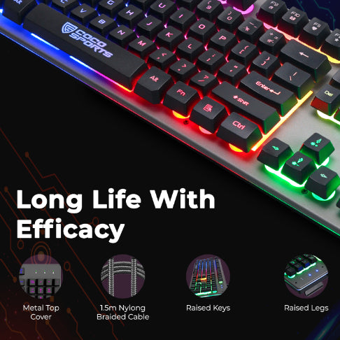 K17 Slam Wired Membrane Gaming Keyboard with customizable RGB lighting