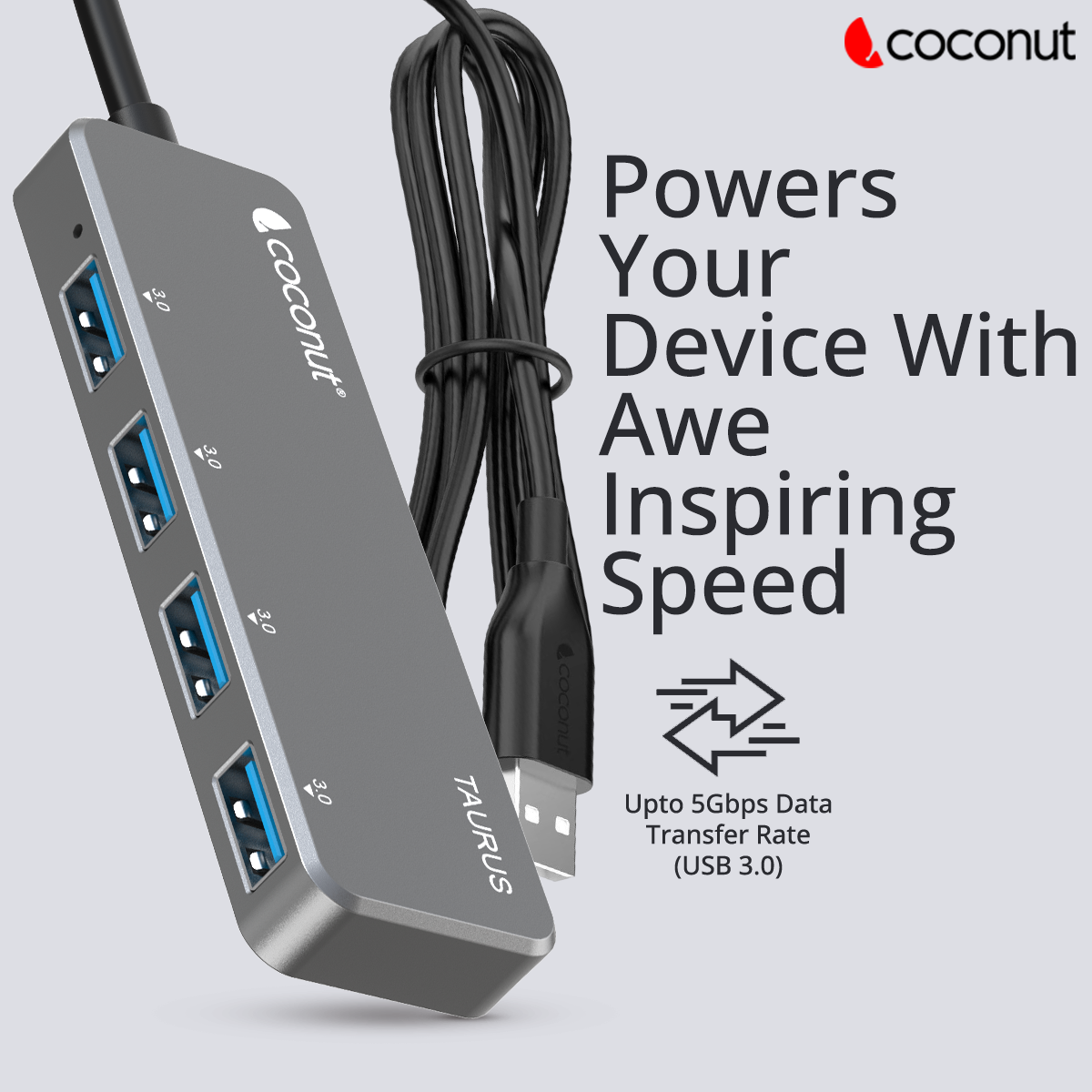 UH22 Taurus 4 Port USB 3.0 Hub, compact and efficient connectivity