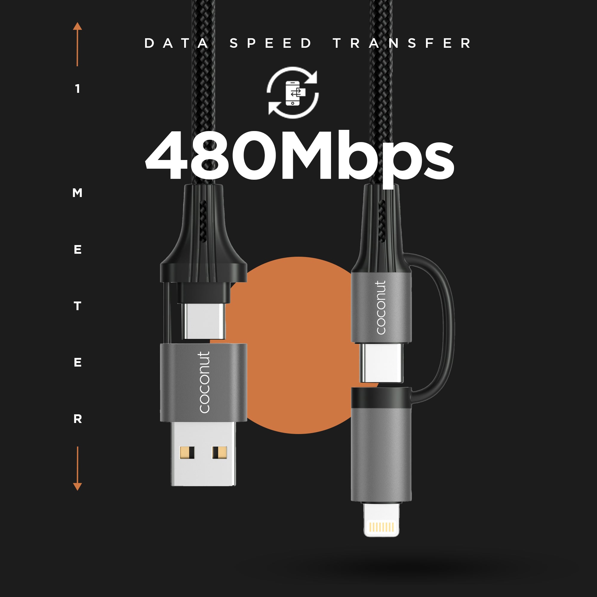 1M C21 4-in-1 Charging Cable for multiple devices