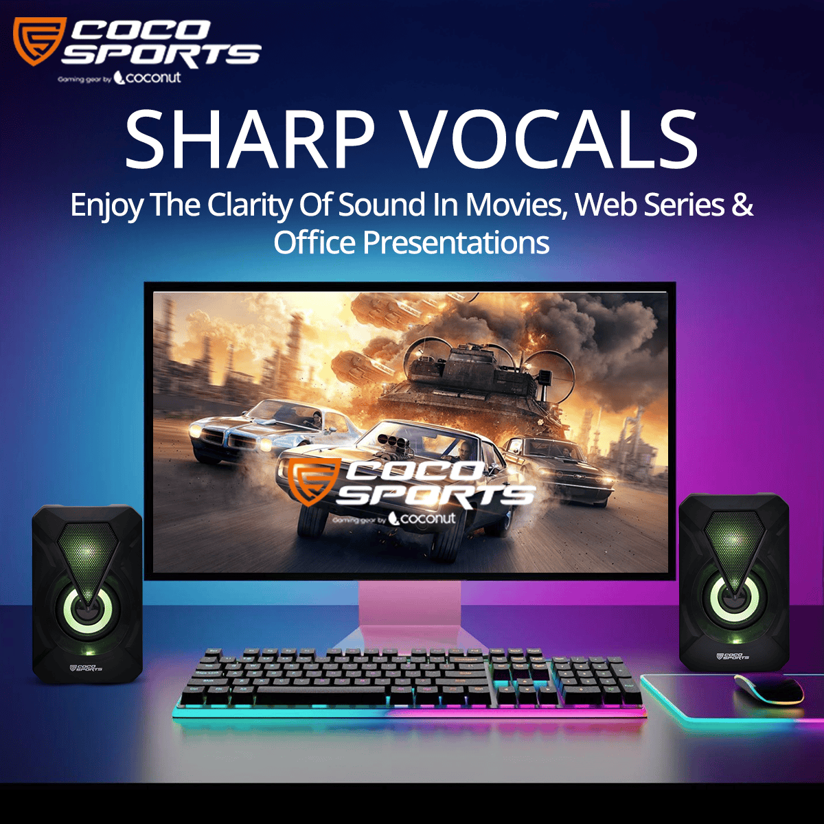 US04 Jazz USB RGB Speakers with vibrant lights for laptops & PCs