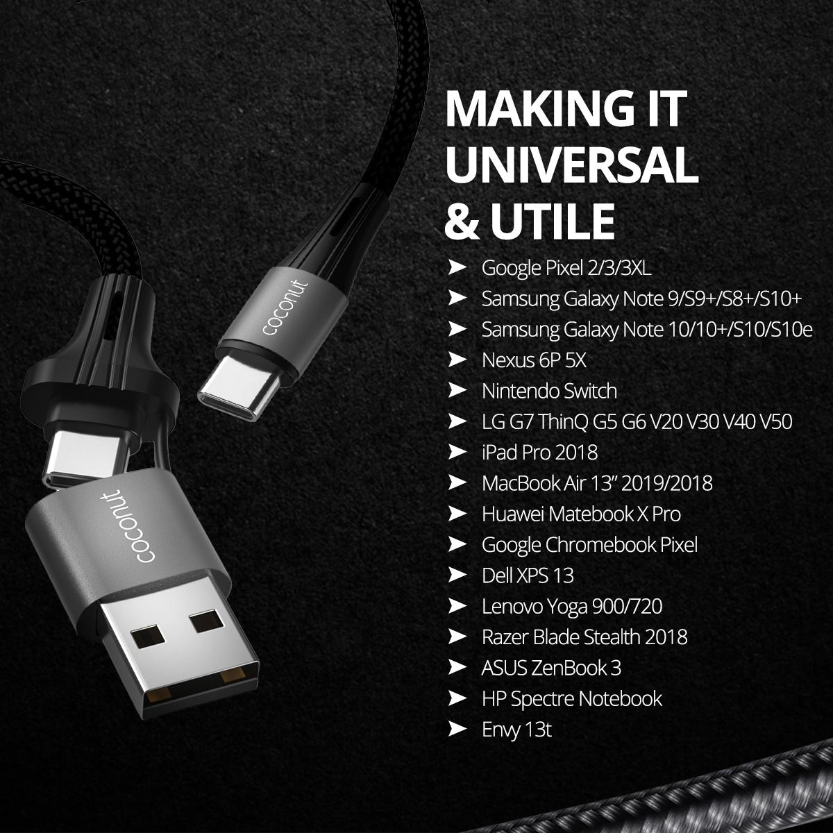 1M C20 USB C/A to USB C 100W Charging Cable