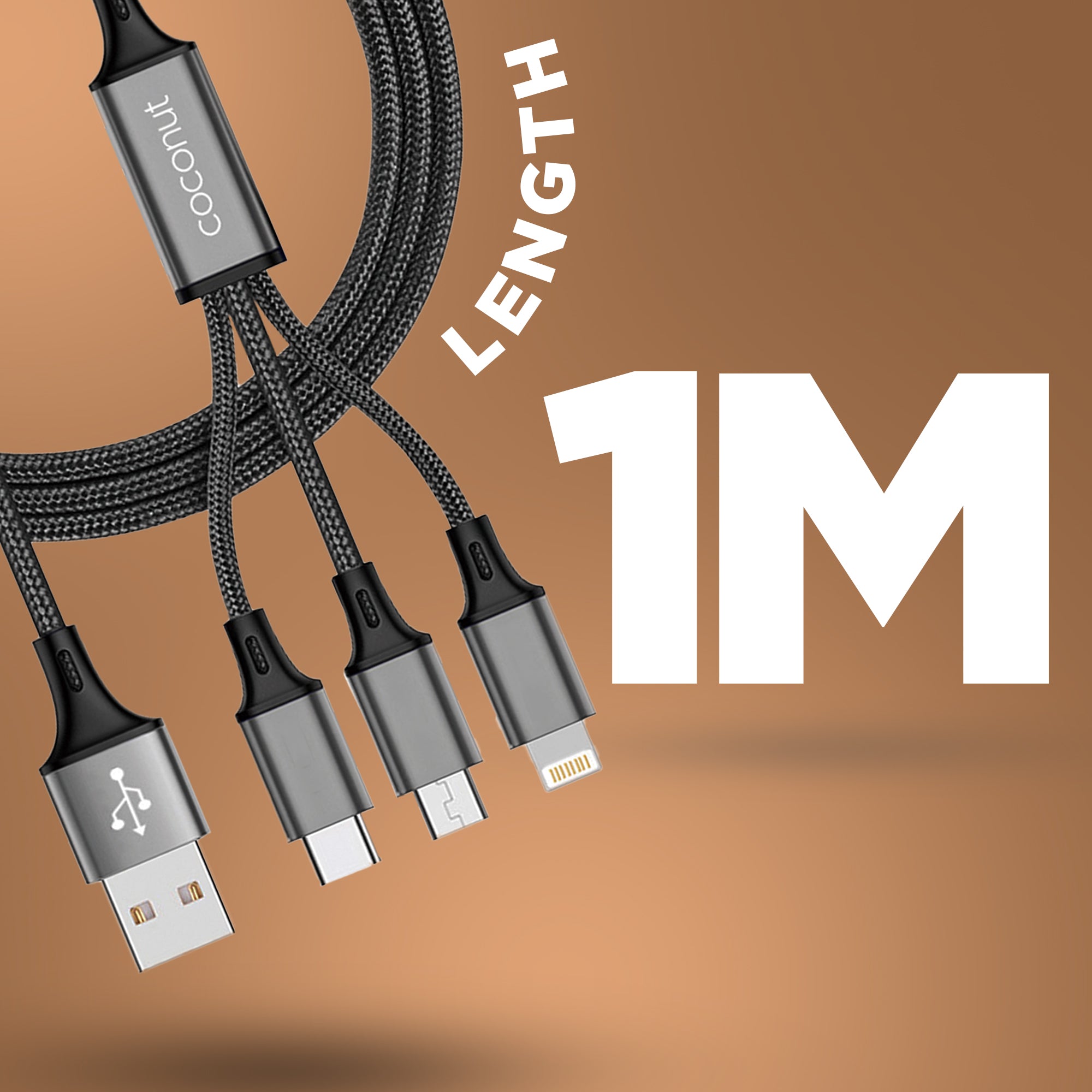 C16 3-in-1 Cable 3A, 1M length for multiple devices