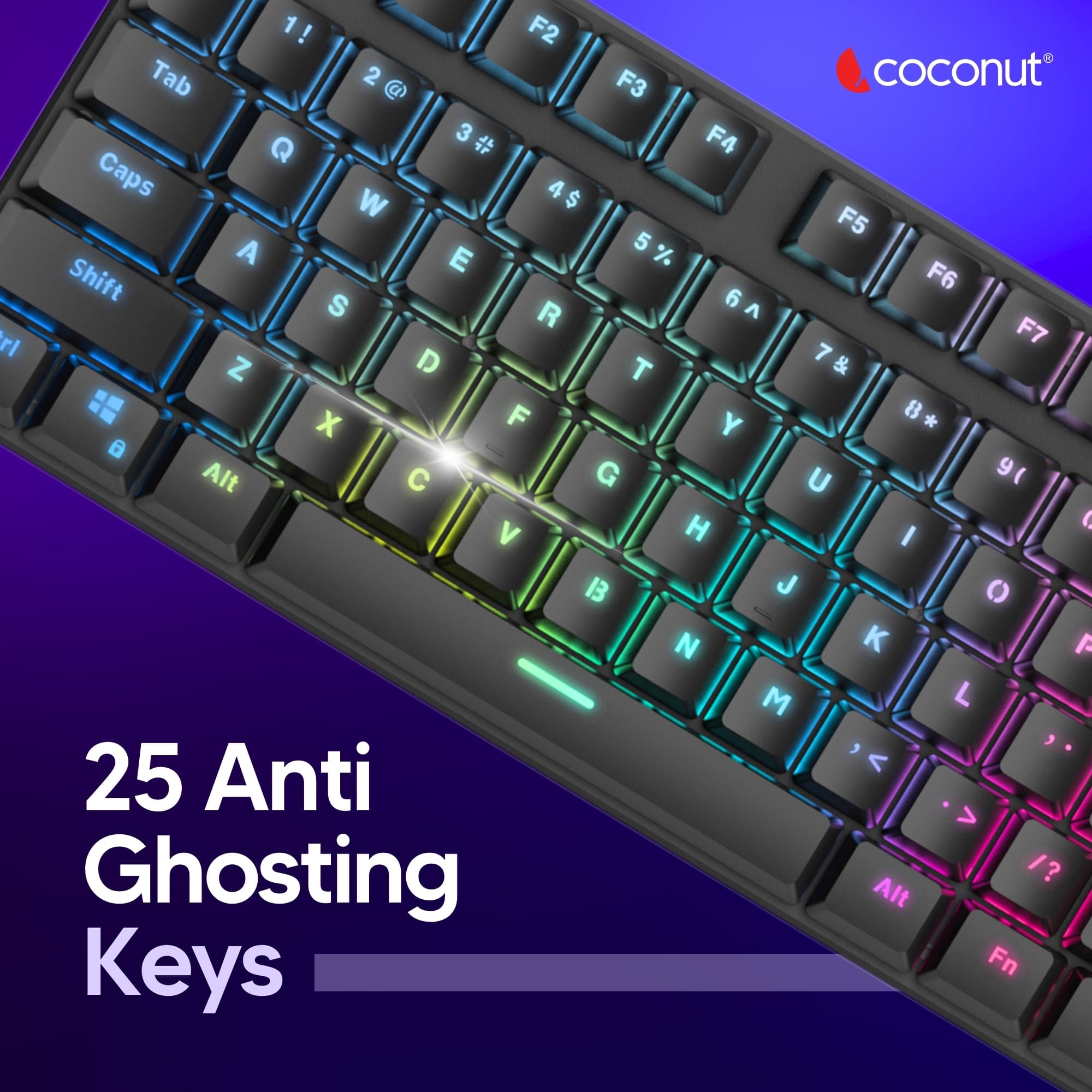 Close-up of a sleek, mechanical Hurricane Keyboard with RGB lights