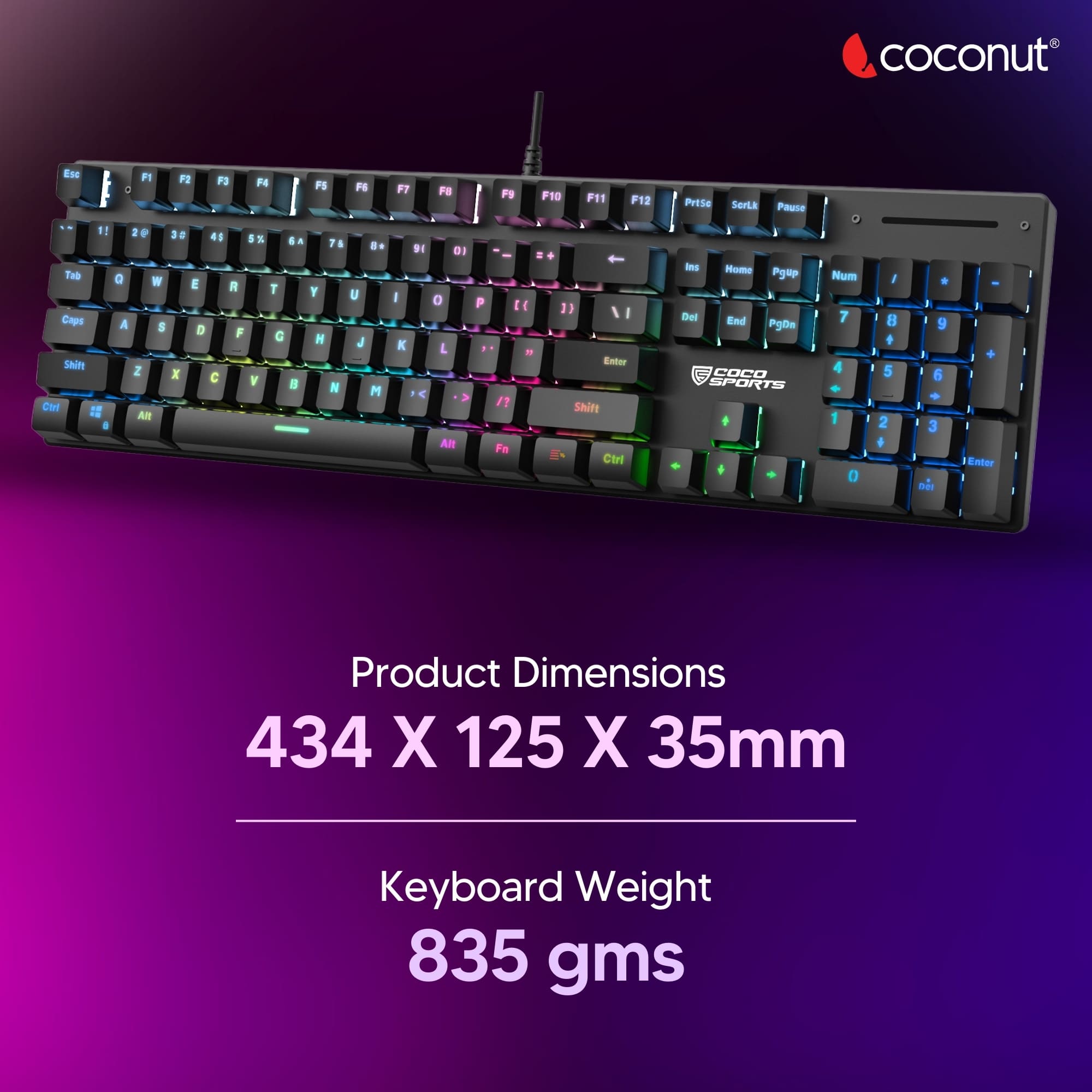 Close-up of a sleek, mechanical Hurricane Keyboard with RGB lights