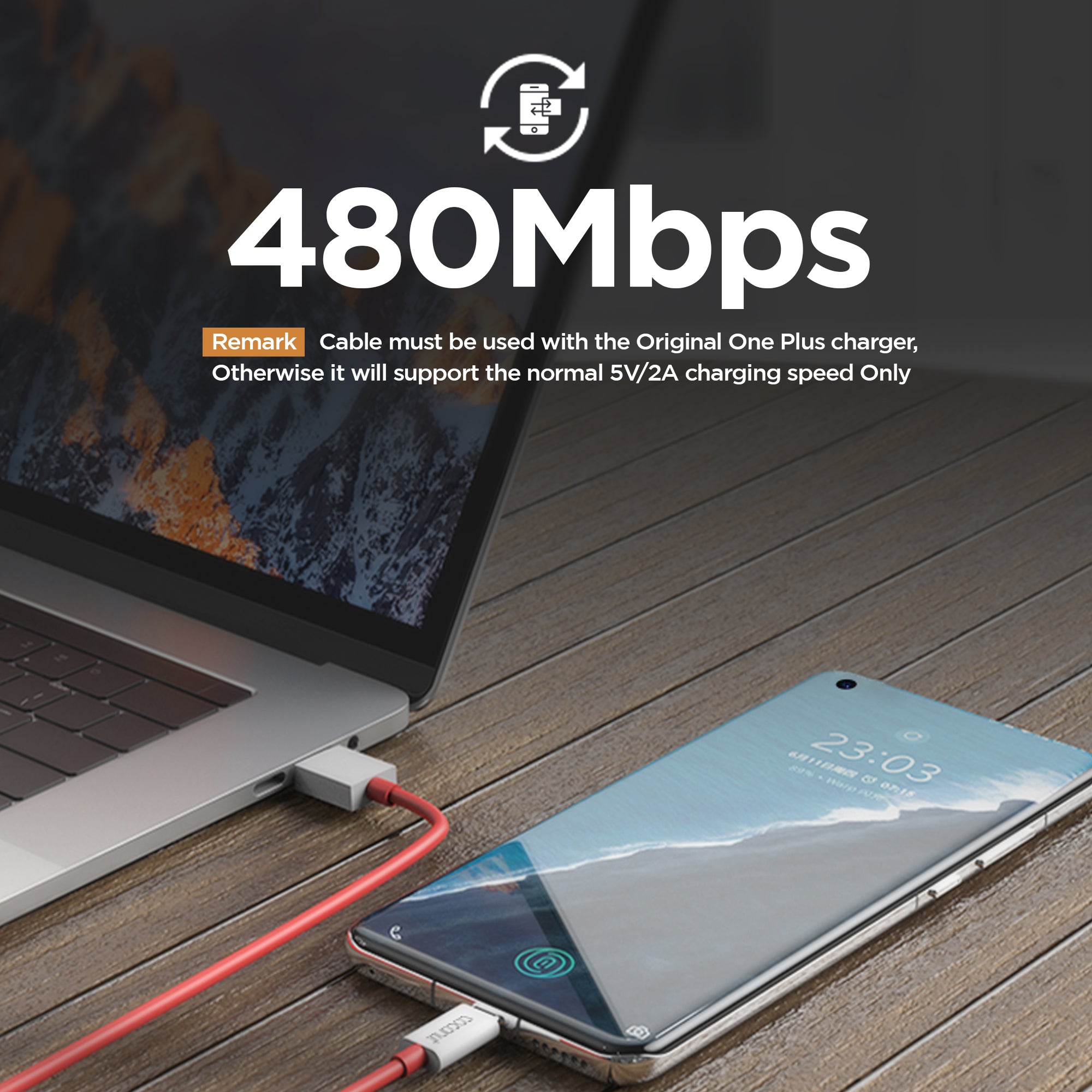 1m C14 Dash/Warp USB A to Type C Cable for fast charging