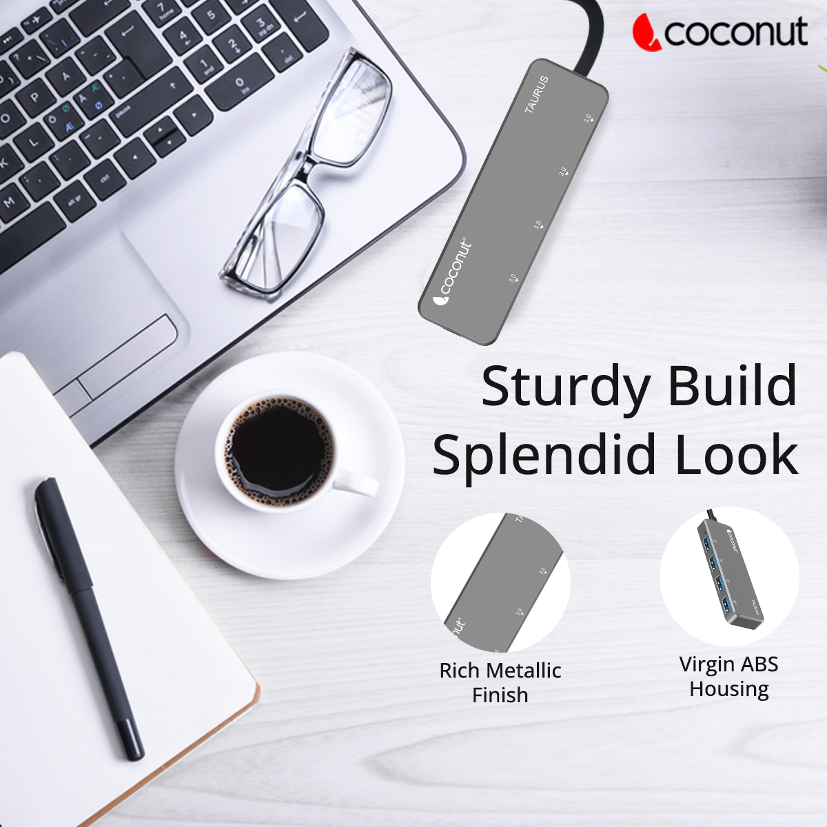 UH22 Taurus 4 Port USB 3.0 Hub, compact and efficient connectivity