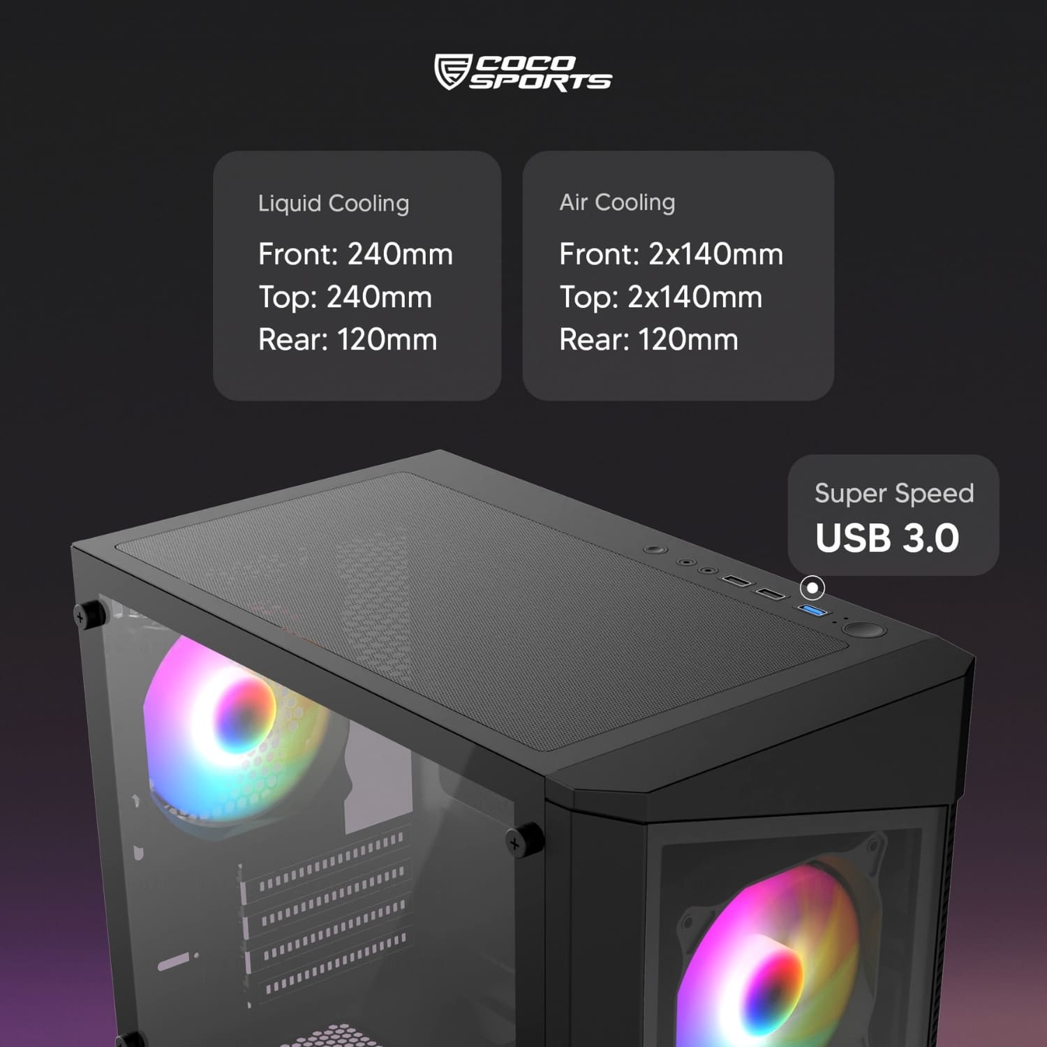 Core 400M Gaming Cabinet, Mid ATX Tower, Black Color