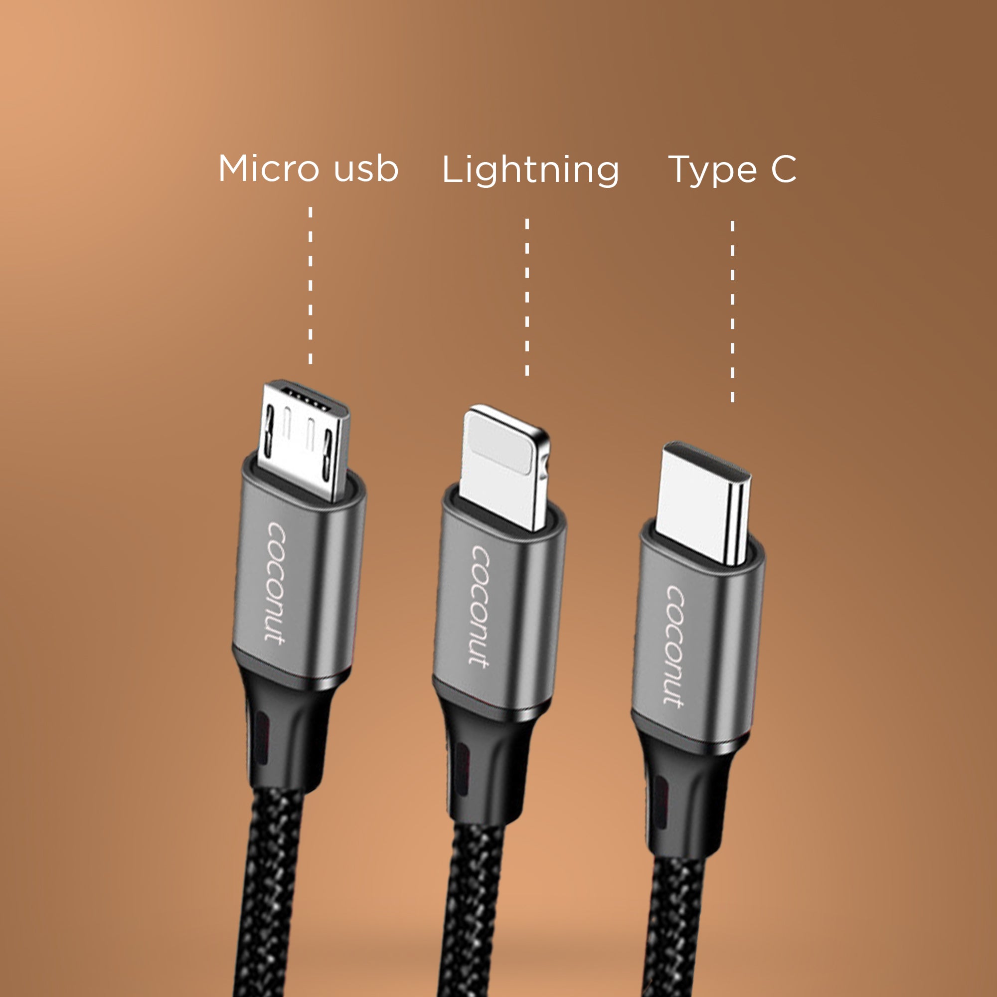 C16 3-in-1 Cable 3A, 1M length for multiple devices