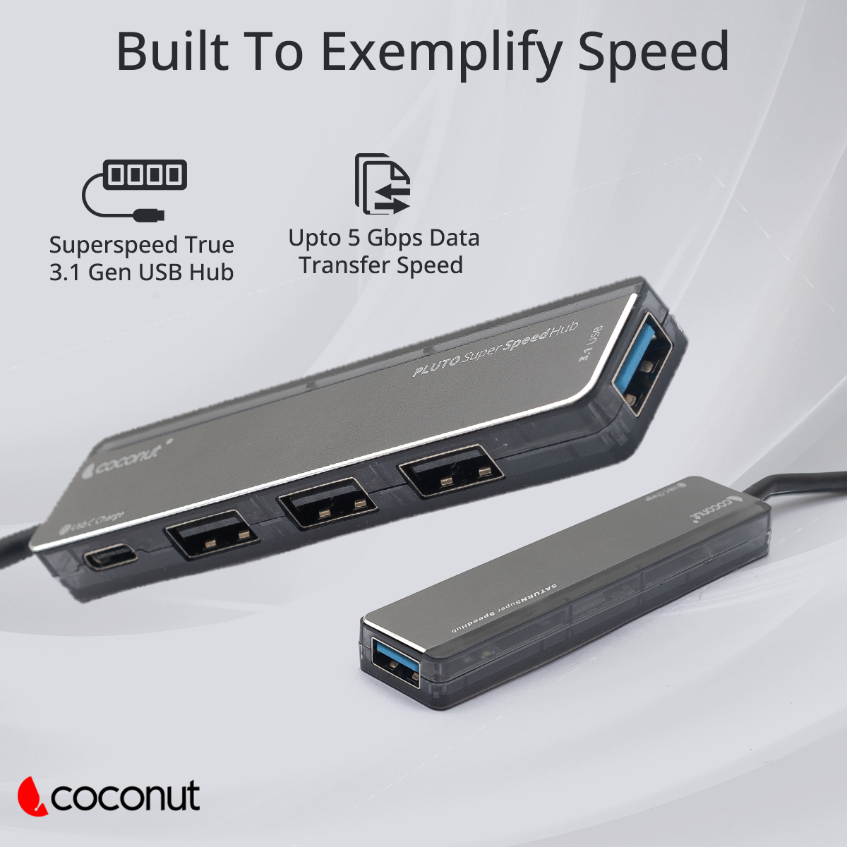 UH15 Saturn 4-Port USB Hub with Type-C Charger for versatile charging