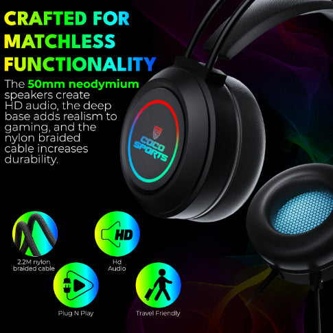 GH2 Fusion RGB Gaming Headset with 50mm Drivers & Braided Cable