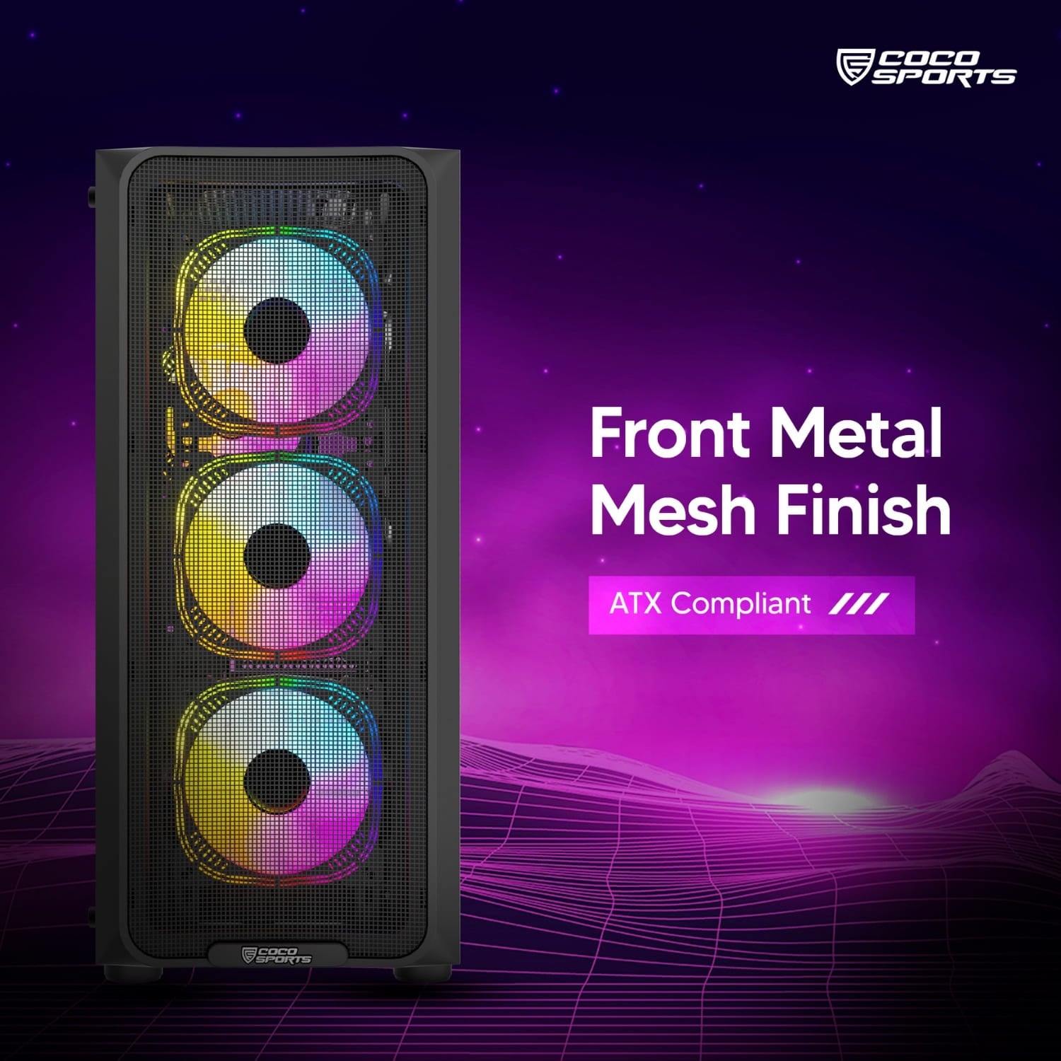 Core 500M Gaming Cabinet, Mid ATX, Black for PC builds
