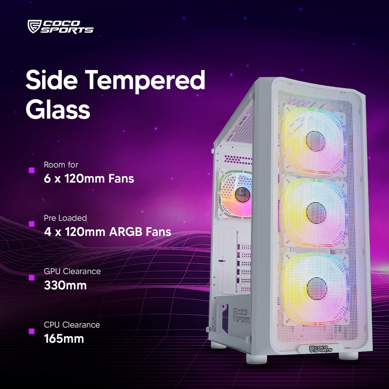 Core 500M Gaming Cabinet, Mid ATX, Black for PC builds