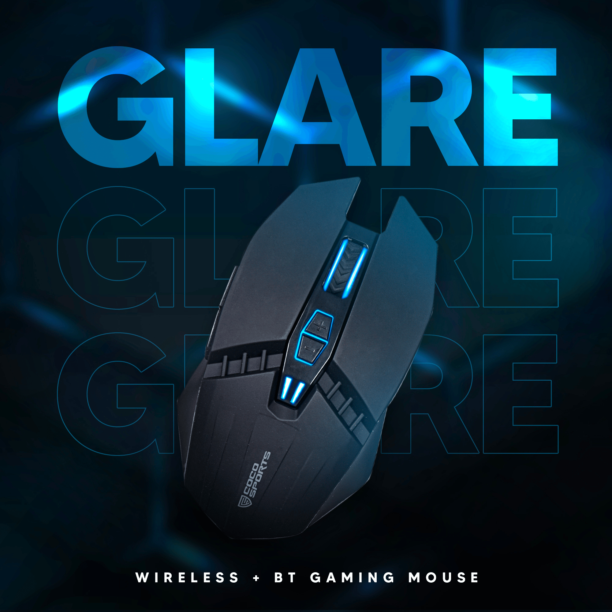 Glare Wireless Ergonomic Gaming Mouse with 6 buttons, 2.4GHz + BT