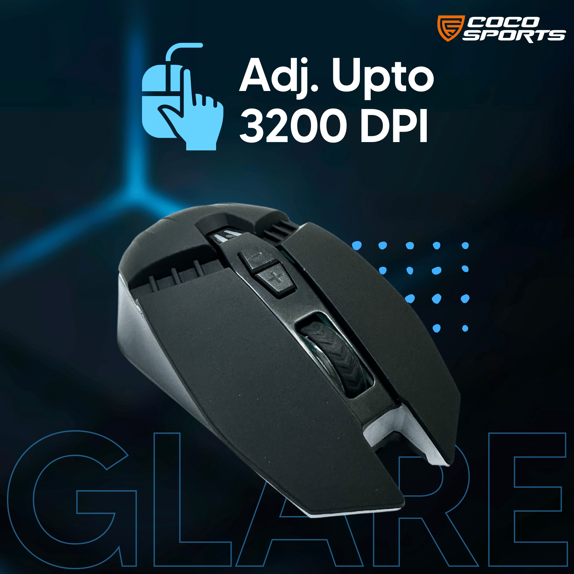 Glare Wireless Ergonomic Gaming Mouse with 6 buttons, 2.4GHz + BT