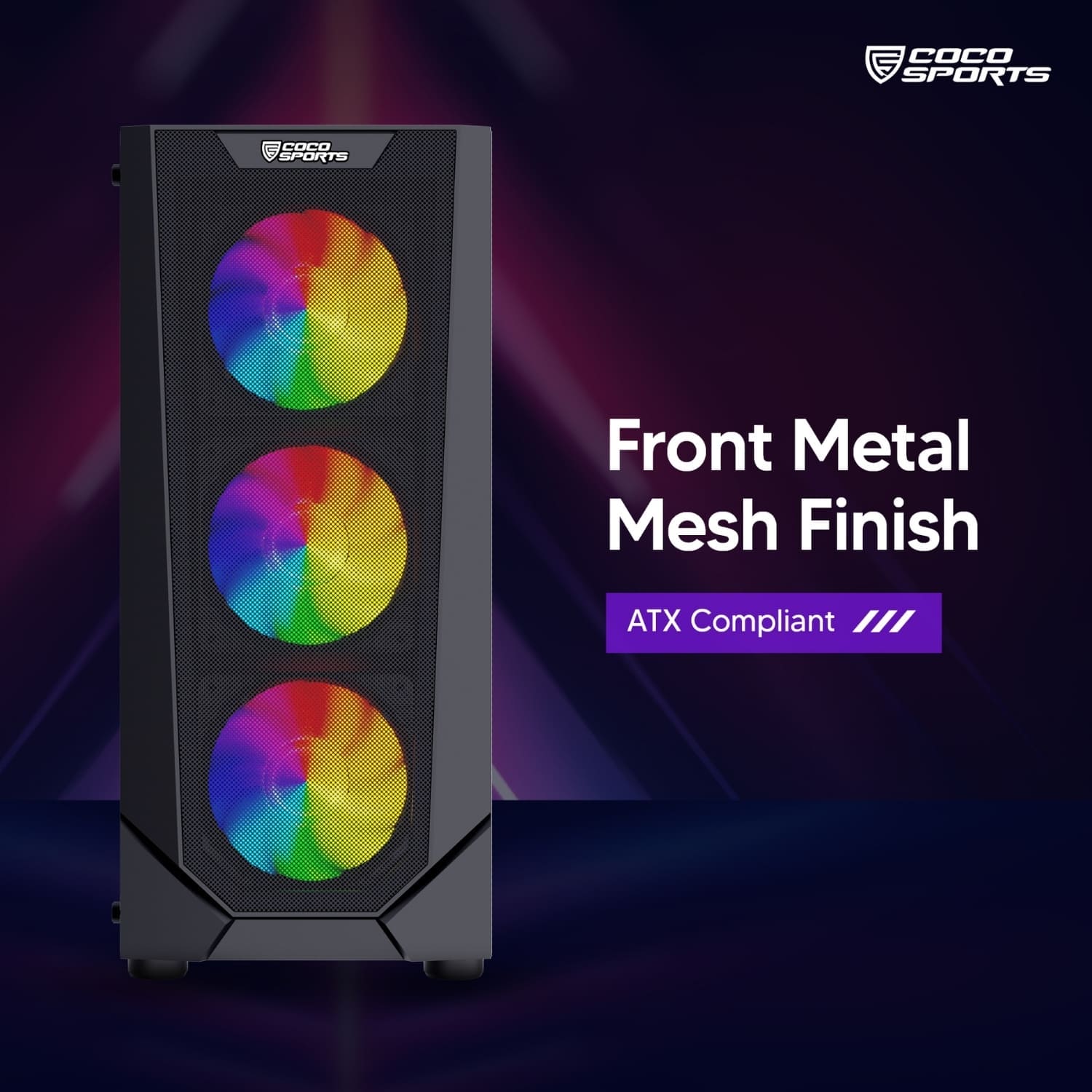 Nova 440 case with 4 pre-installed RGB fans, sleek ABS design