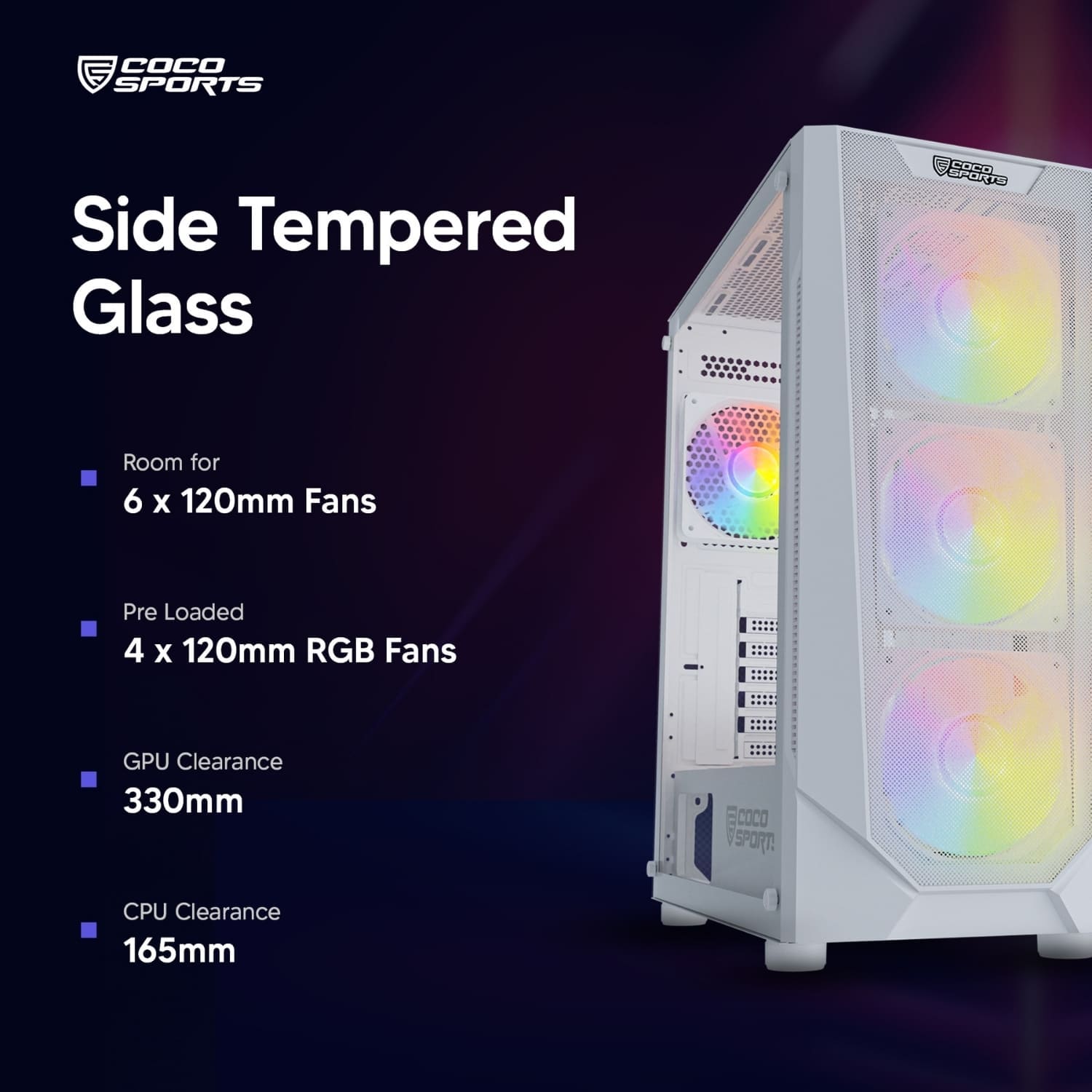 Nova 440 case with 4 pre-installed RGB fans, sleek ABS design