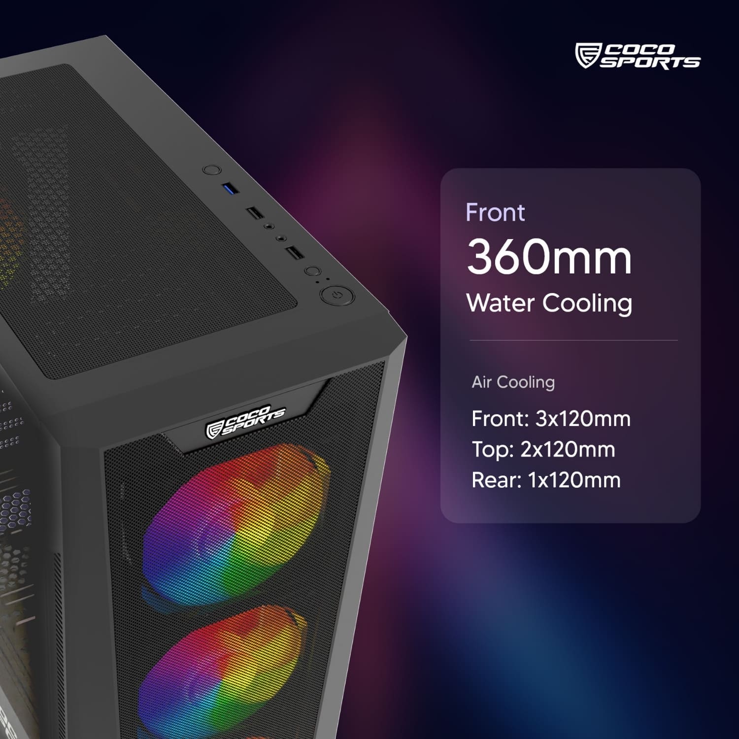 Nova 440 case with 4 pre-installed RGB fans, sleek ABS design