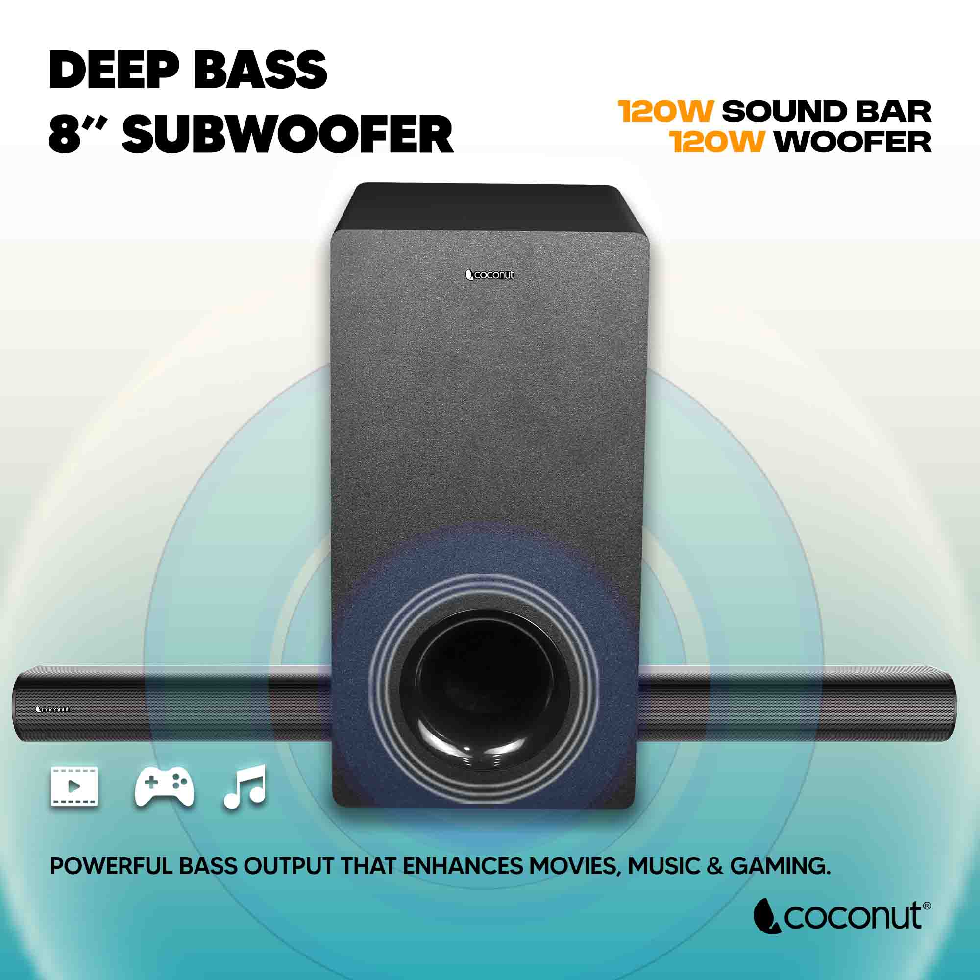 Coconut Marley 240W Soundbar with Powerful Bass