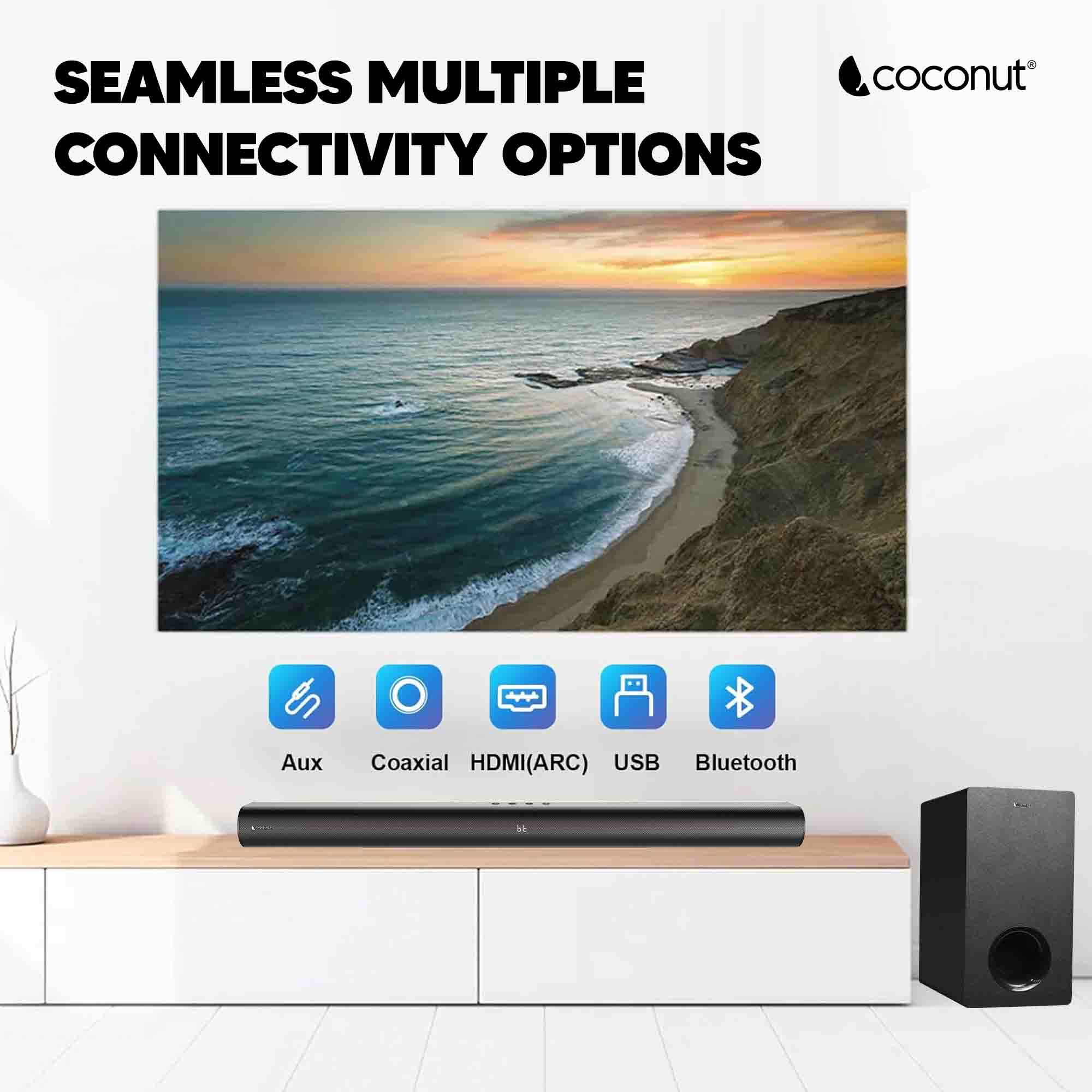 Coconut Marley 240W Soundbar with Powerful Bass