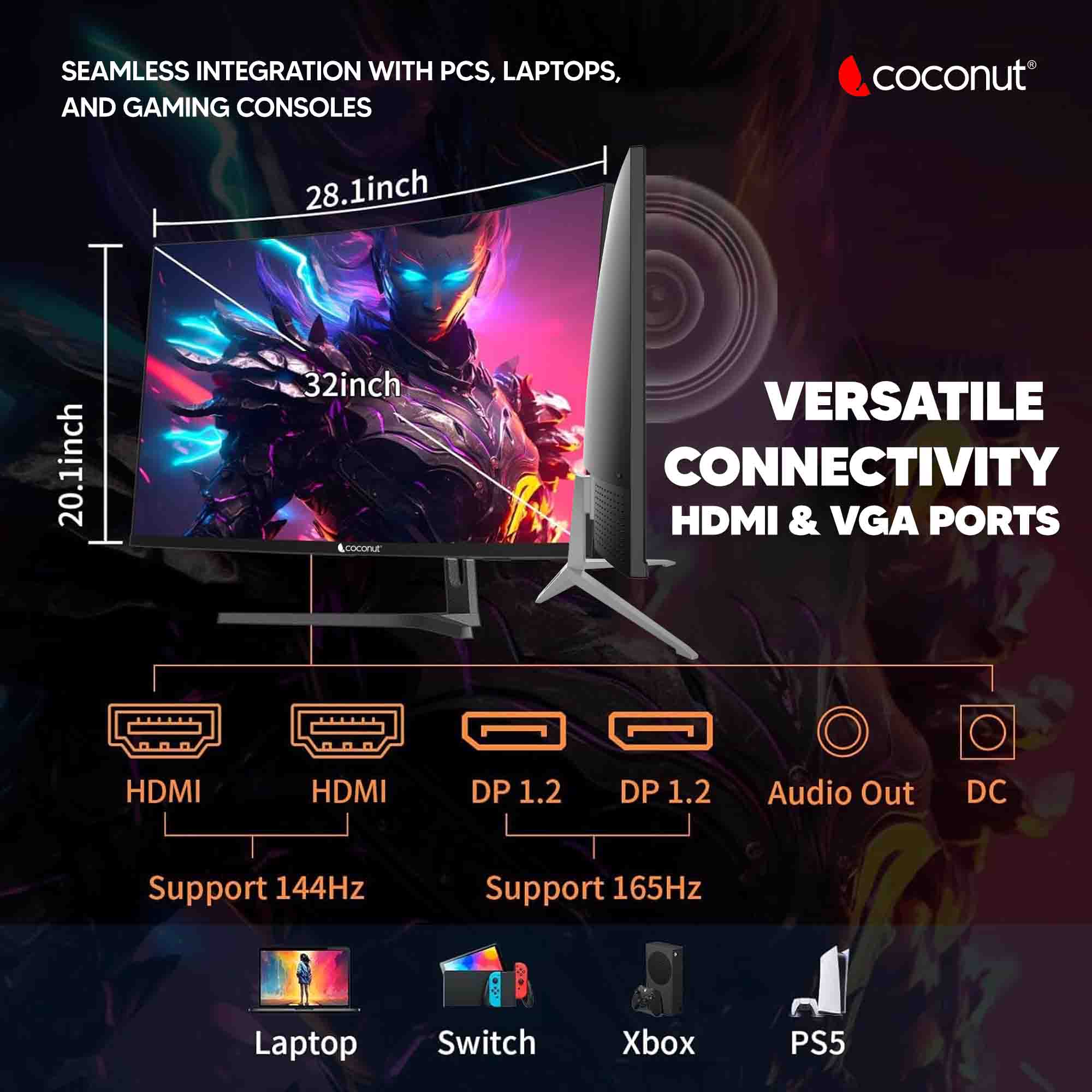 32XC 32-Inch Curved QHD Frameless LED Monitor