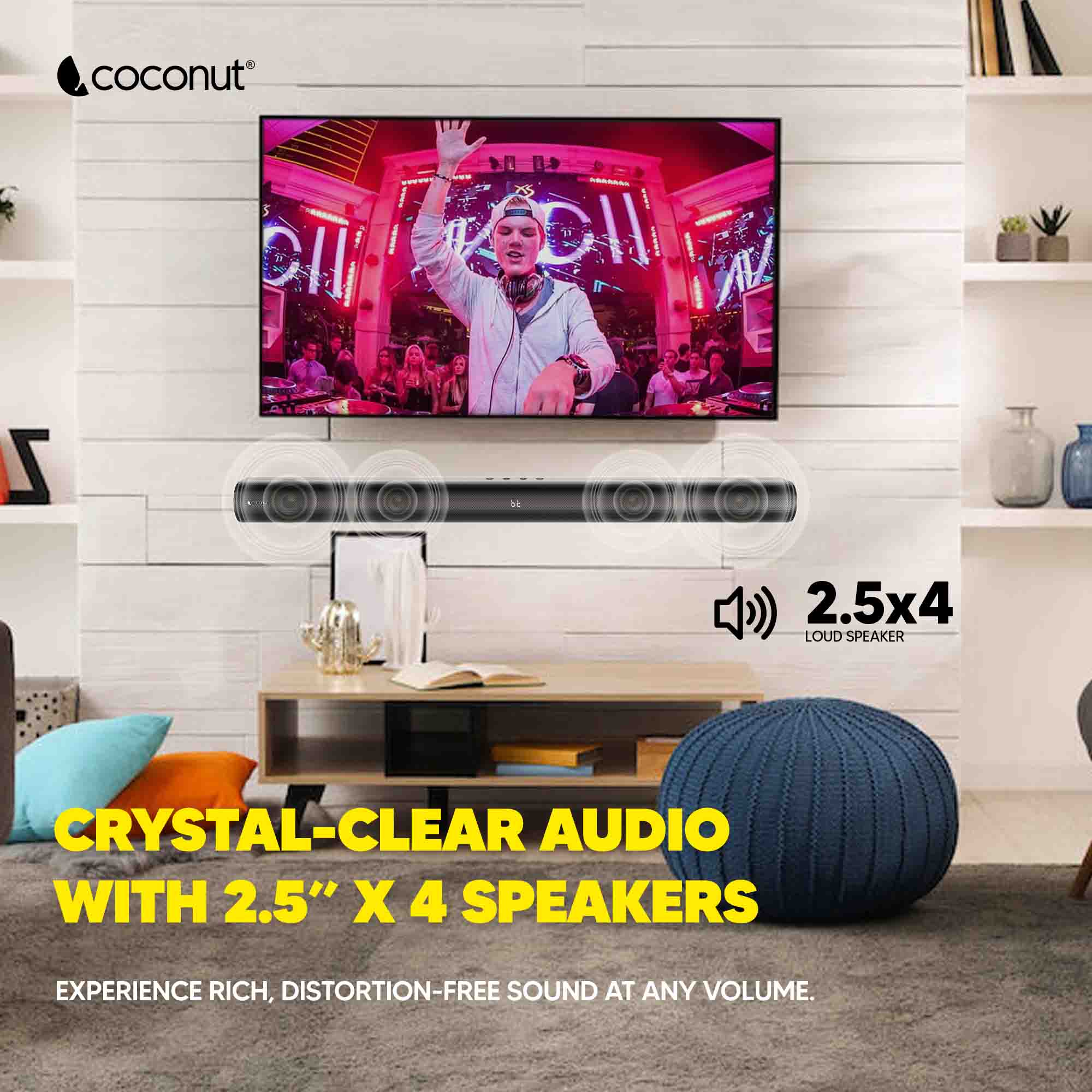 Coconut Marley 240W Soundbar with Powerful Bass