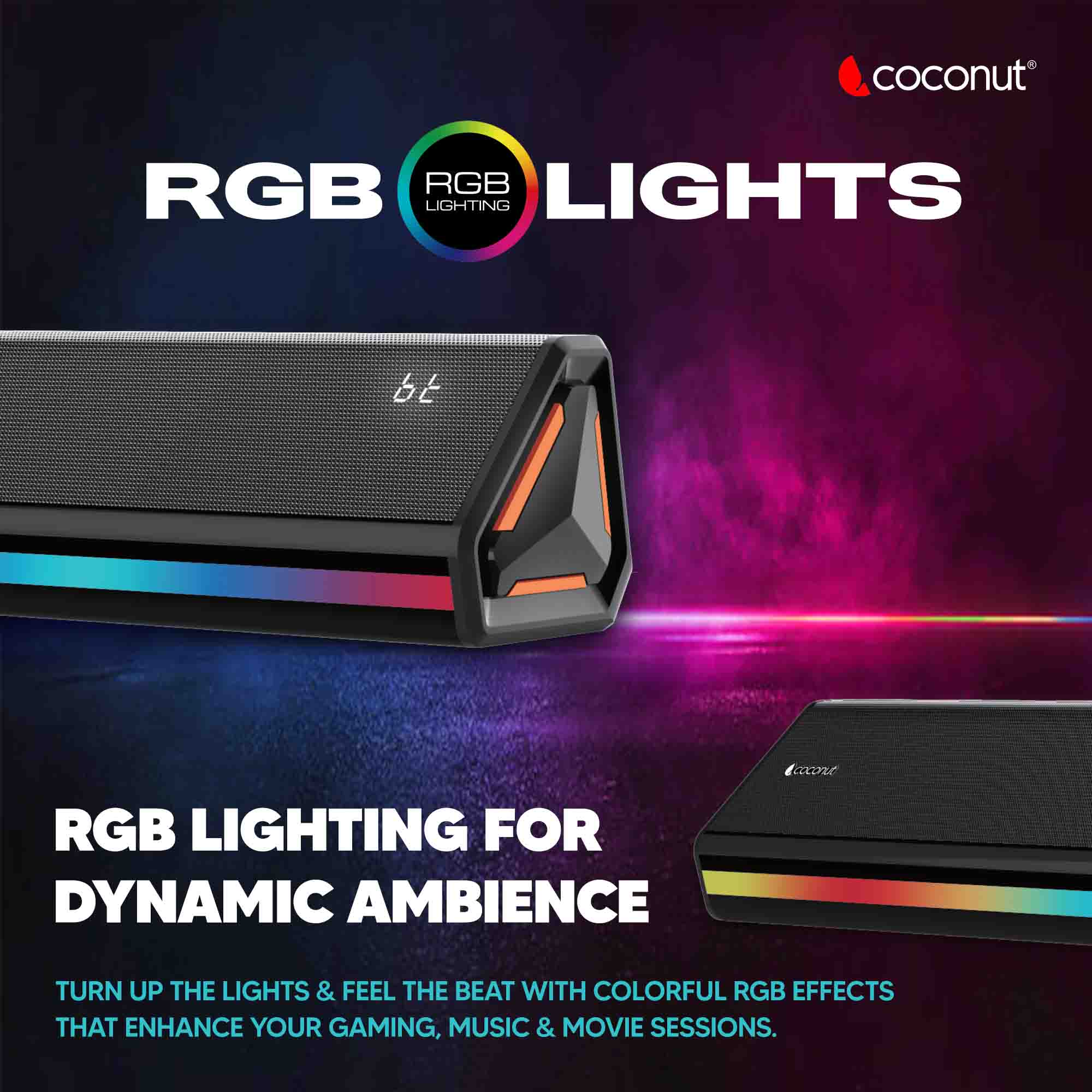 Color Sound Bar Taylor 300W RGB Sound Bar with 10” Woofer