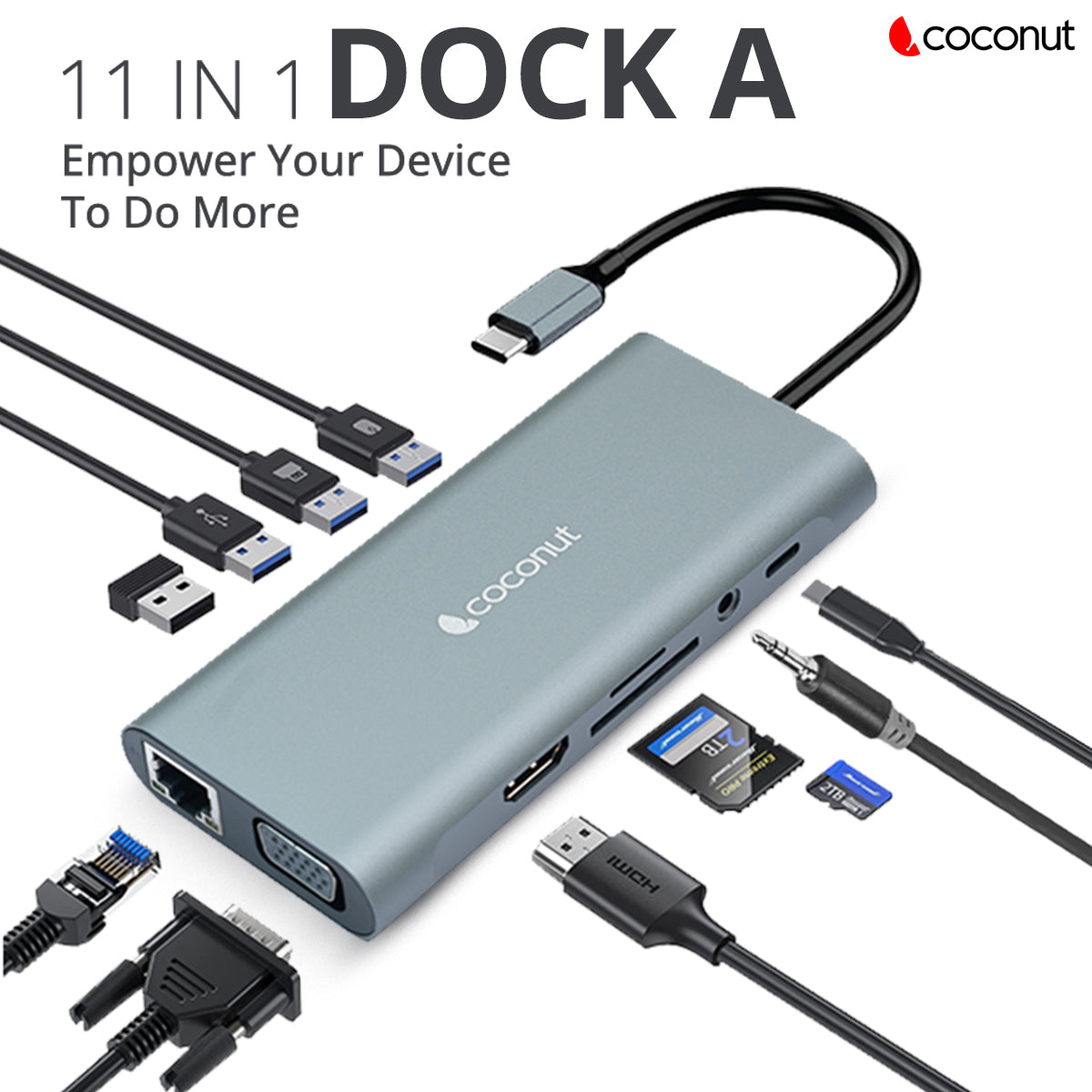 11 in 1 Dock A - Type C Multiport Hub