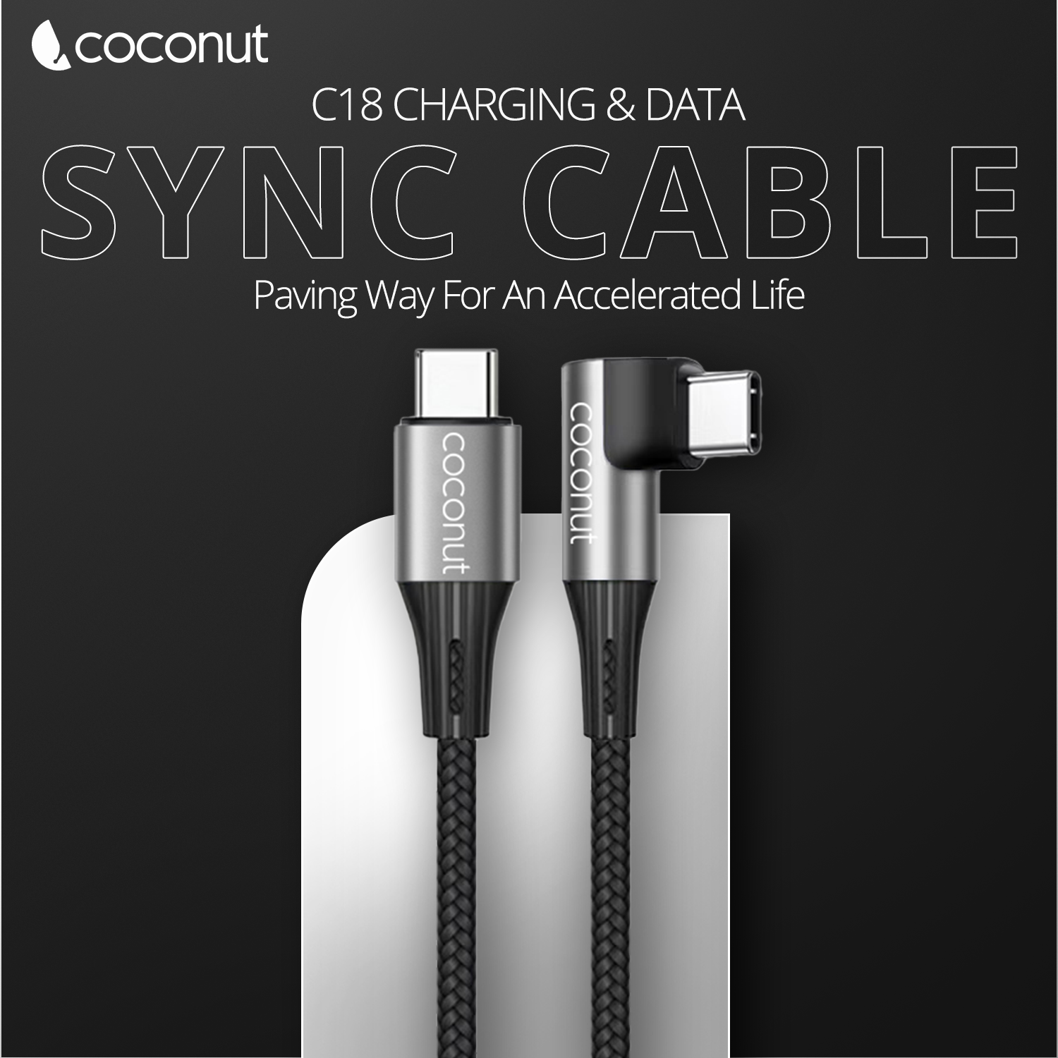 1-meter C18 Right Angle USB-C to C cable for devices
