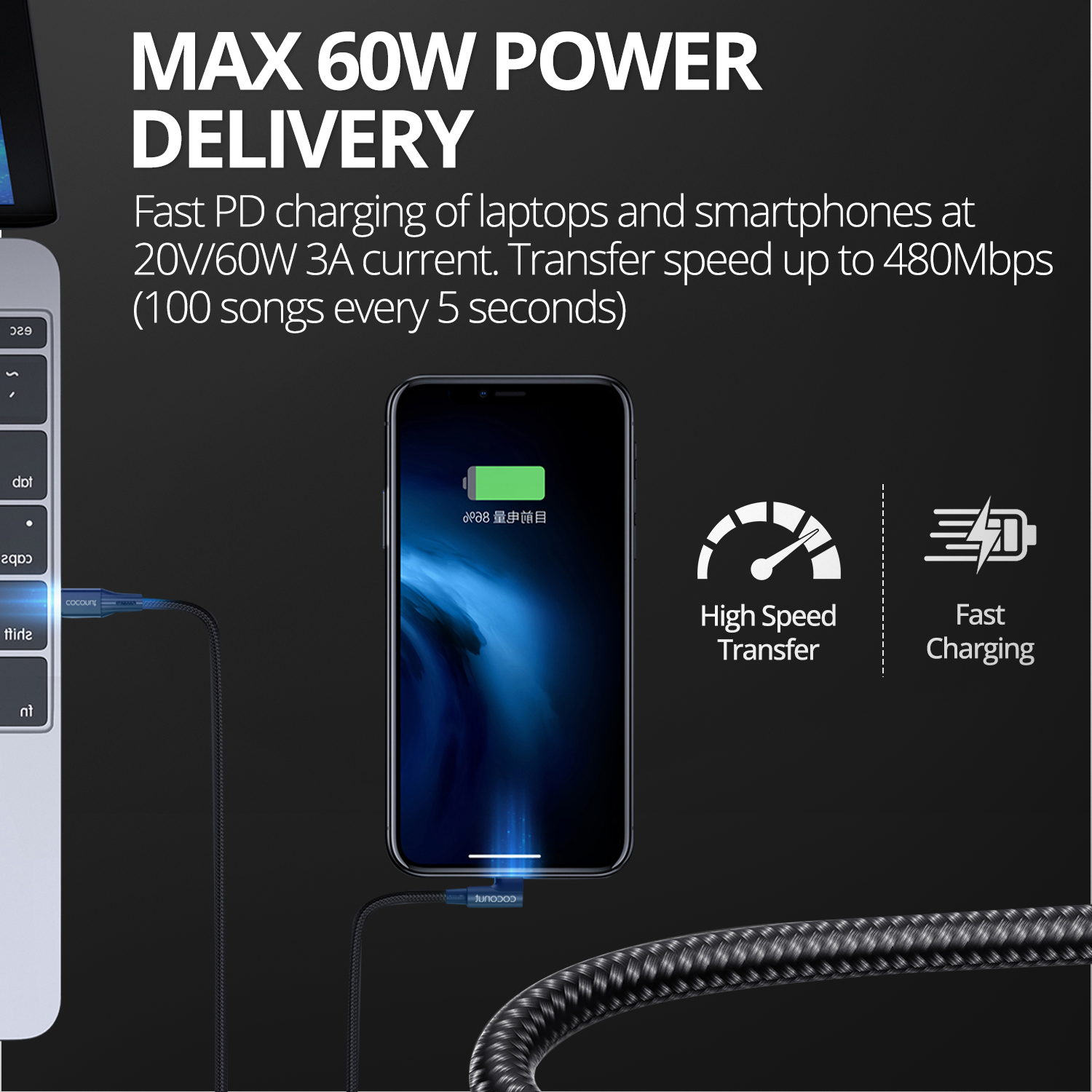 1-meter C18 Right Angle USB-C to C cable for devices