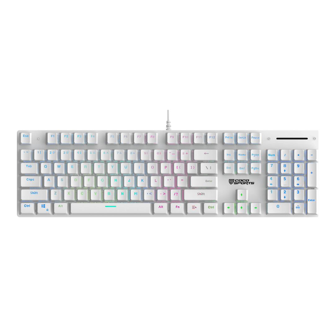 Close-up of a sleek, mechanical Hurricane Keyboard with RGB lights