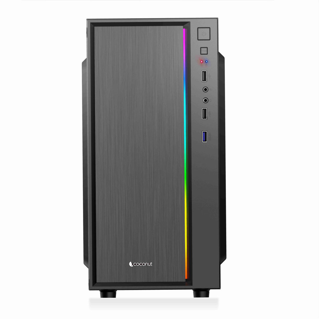 Coconut Magic mATX Office Cabinet with SM45 Power Supply and RGB Strip - Green Apple Compunet