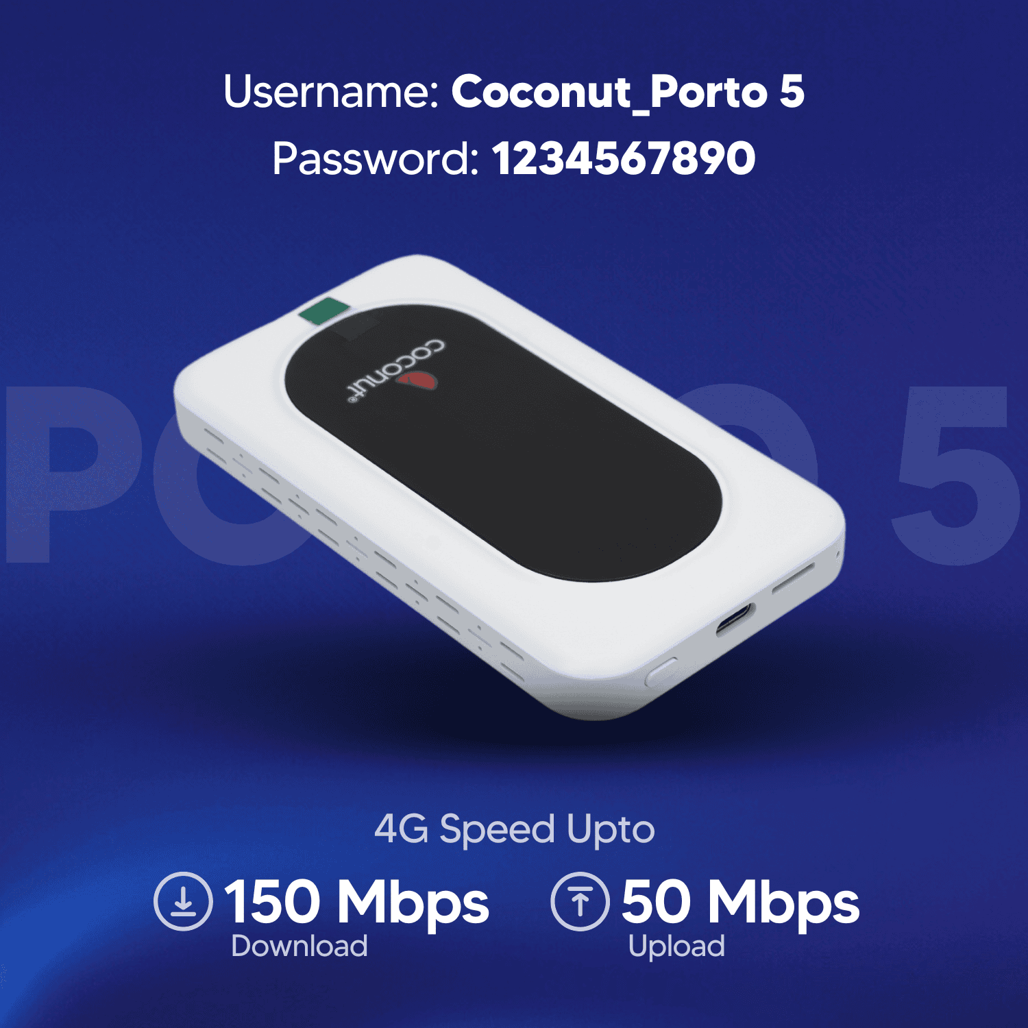 Porto 5 Wireless Router with built-in 2100mAh battery, portable