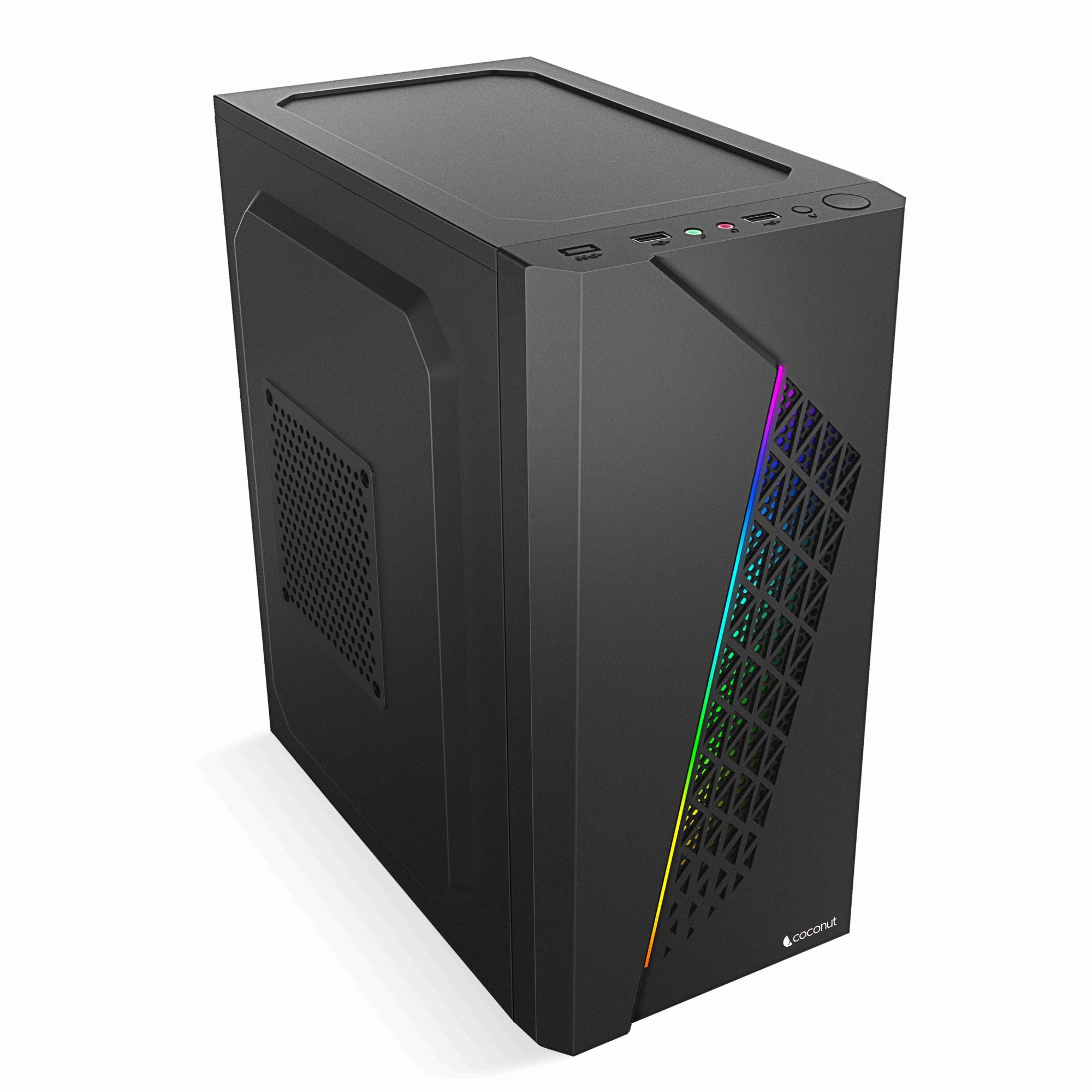Black Micro ATX office cabinet with SM45 power supply and front RGB strip