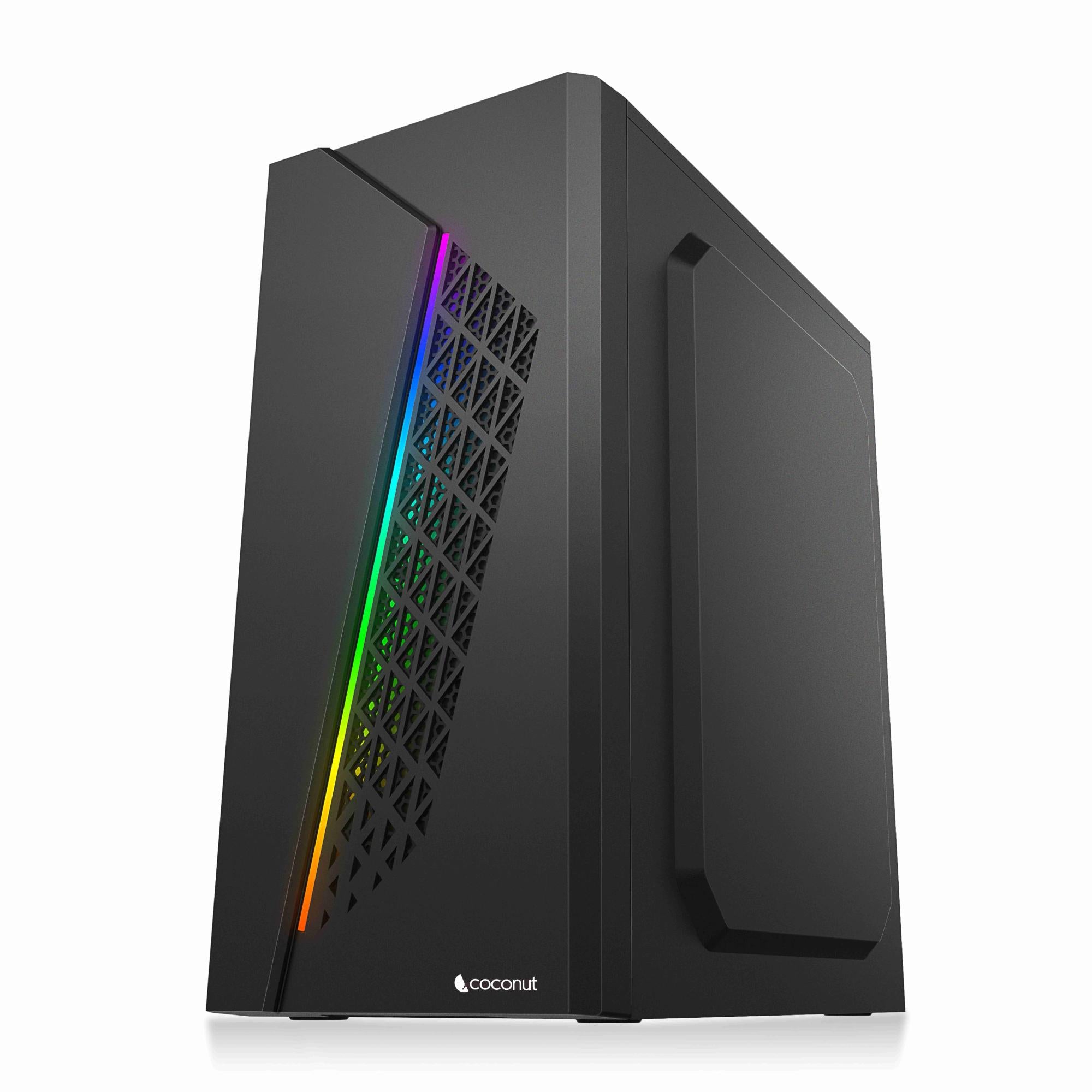 Black Micro ATX office cabinet with SM45 power supply and front RGB strip