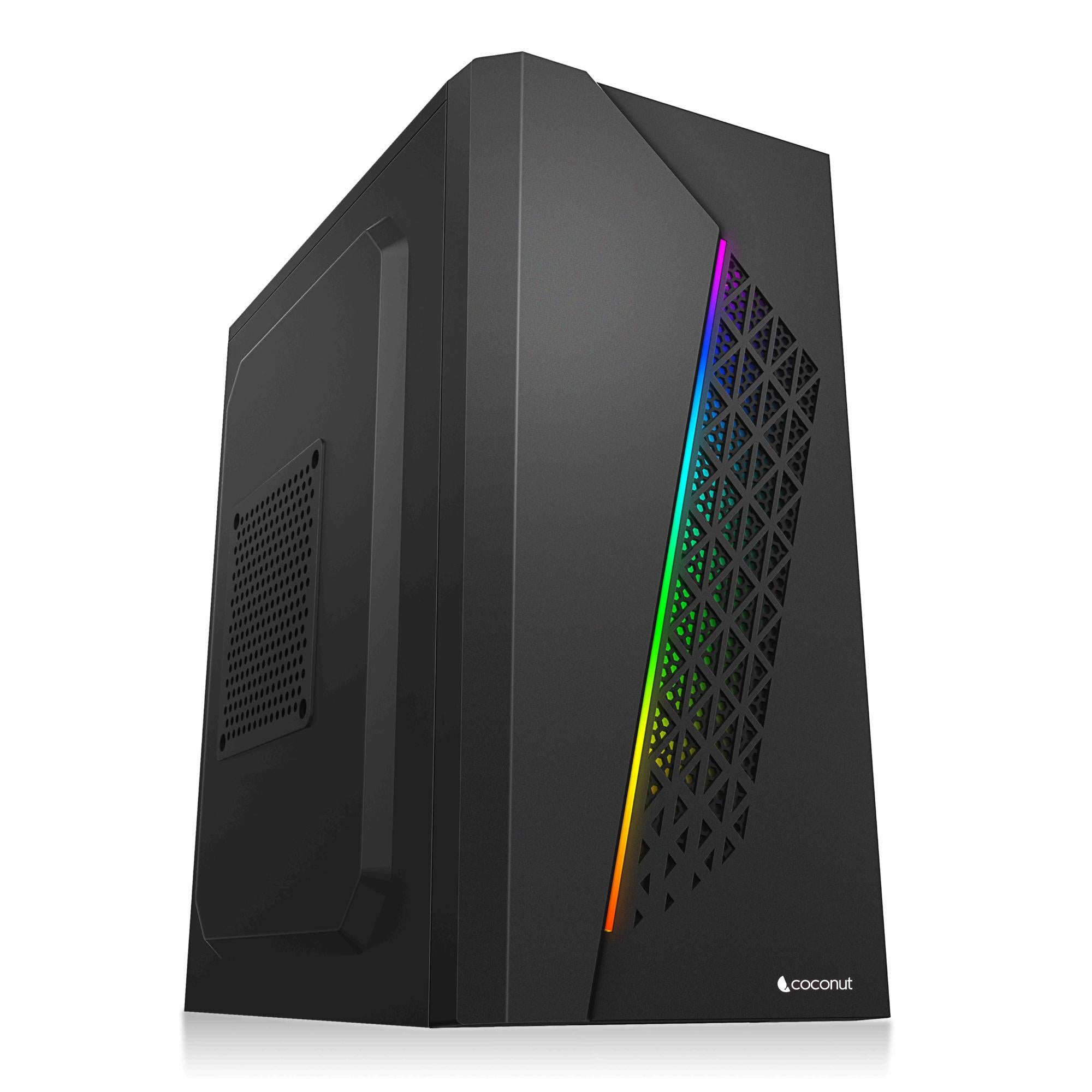 Black Micro ATX office cabinet with SM45 power supply and front RGB strip