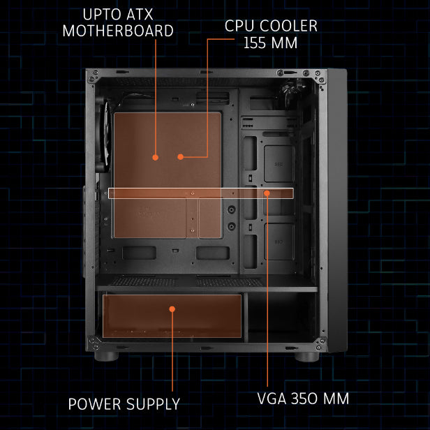 X5 Mid-Tower ATX Gaming Cabinet With F2 aRGB Fan Kit [3 x 120mm with Remote]