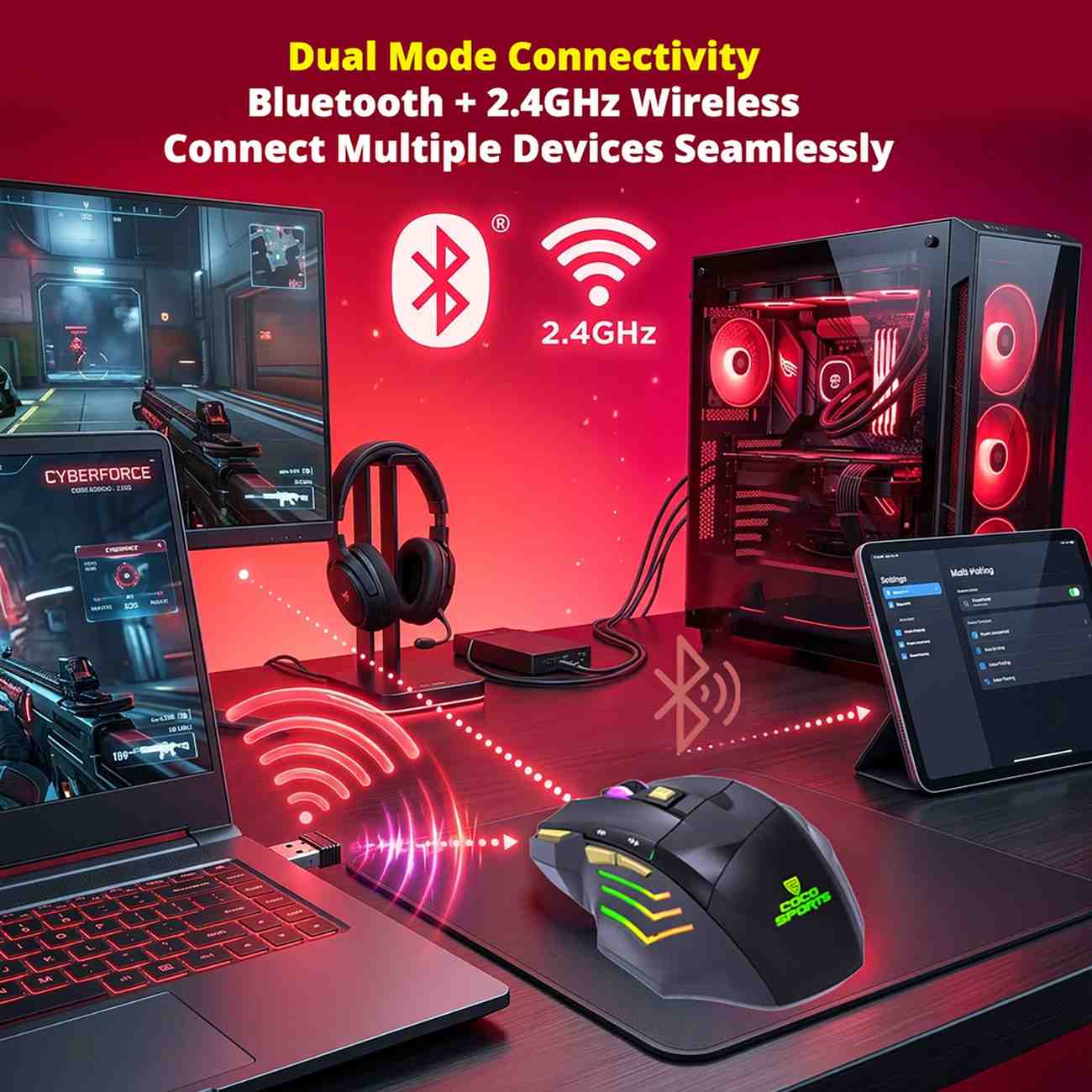 Gold + Wireless Gaming Mouse