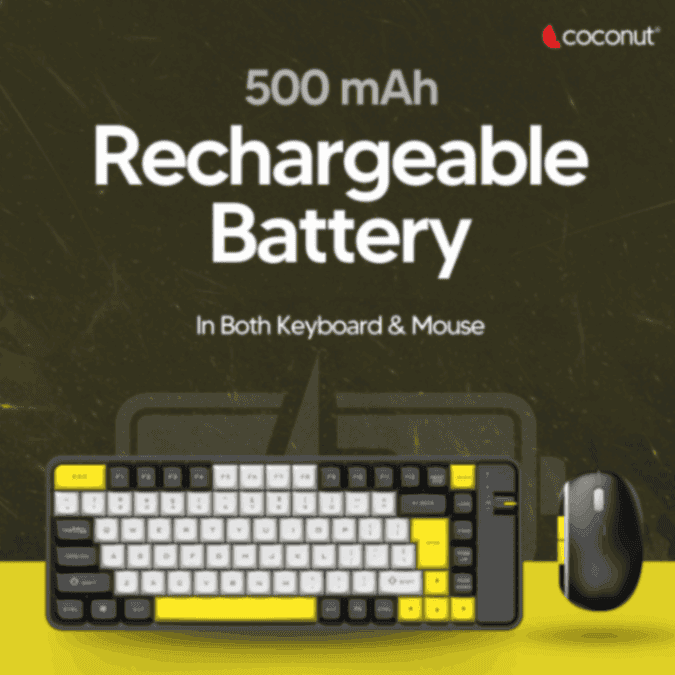 Pearl Rechargeable Wireless Combo: 84-key keyboard, 6D mouse, rugged design