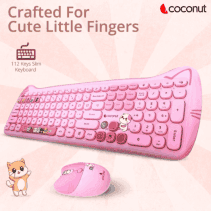 Retro Poppy Wireless Keyboard and Mouse Combo with vibrant design