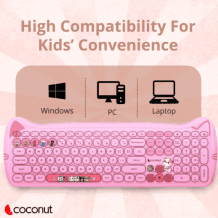 Retro Poppy Wireless Keyboard and Mouse Combo with vibrant design