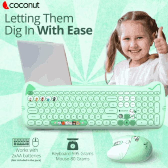 Retro Poppy Wireless Keyboard and Mouse Combo with vibrant design