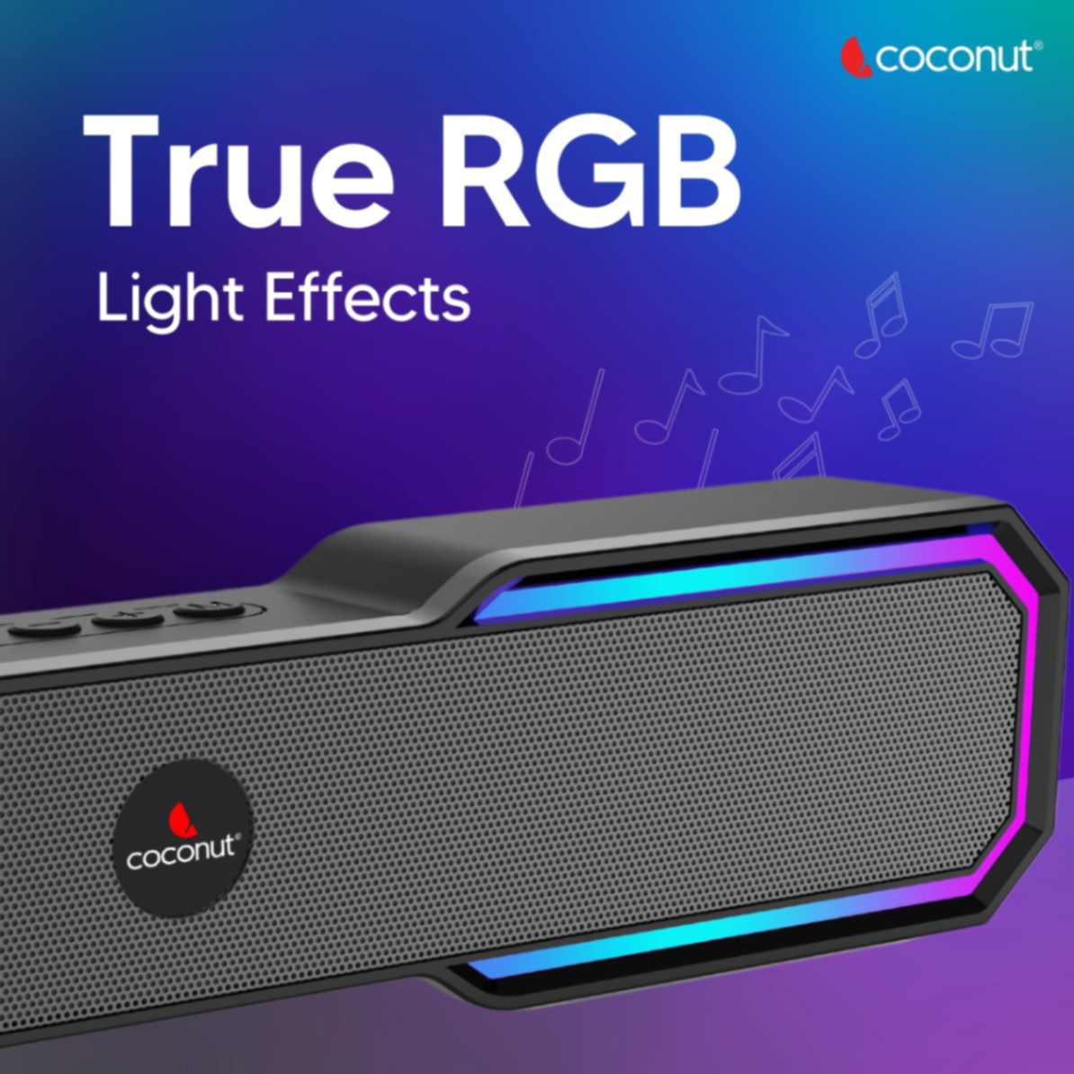 Carmen 16W RGB Wireless Sound bar, True RGB Light Effects, Bluetooth 5.0