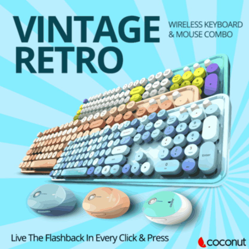 Vintage retro wireless combo featuring classic design and functionality