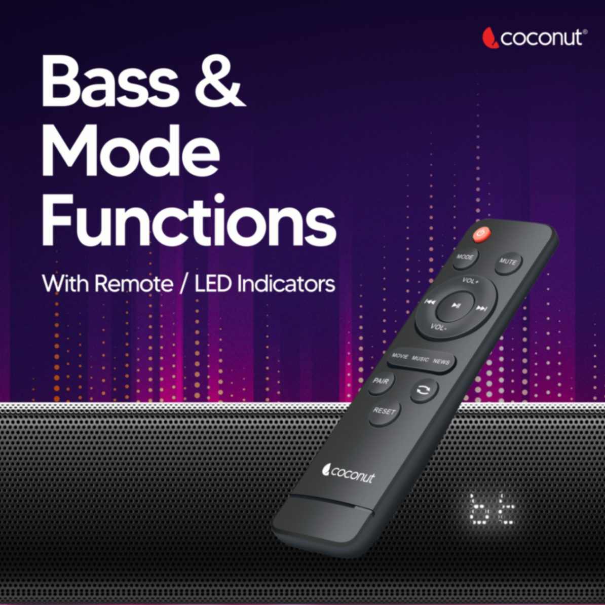 Carol 80W Wireless Sound Bar with multiple input connectivity