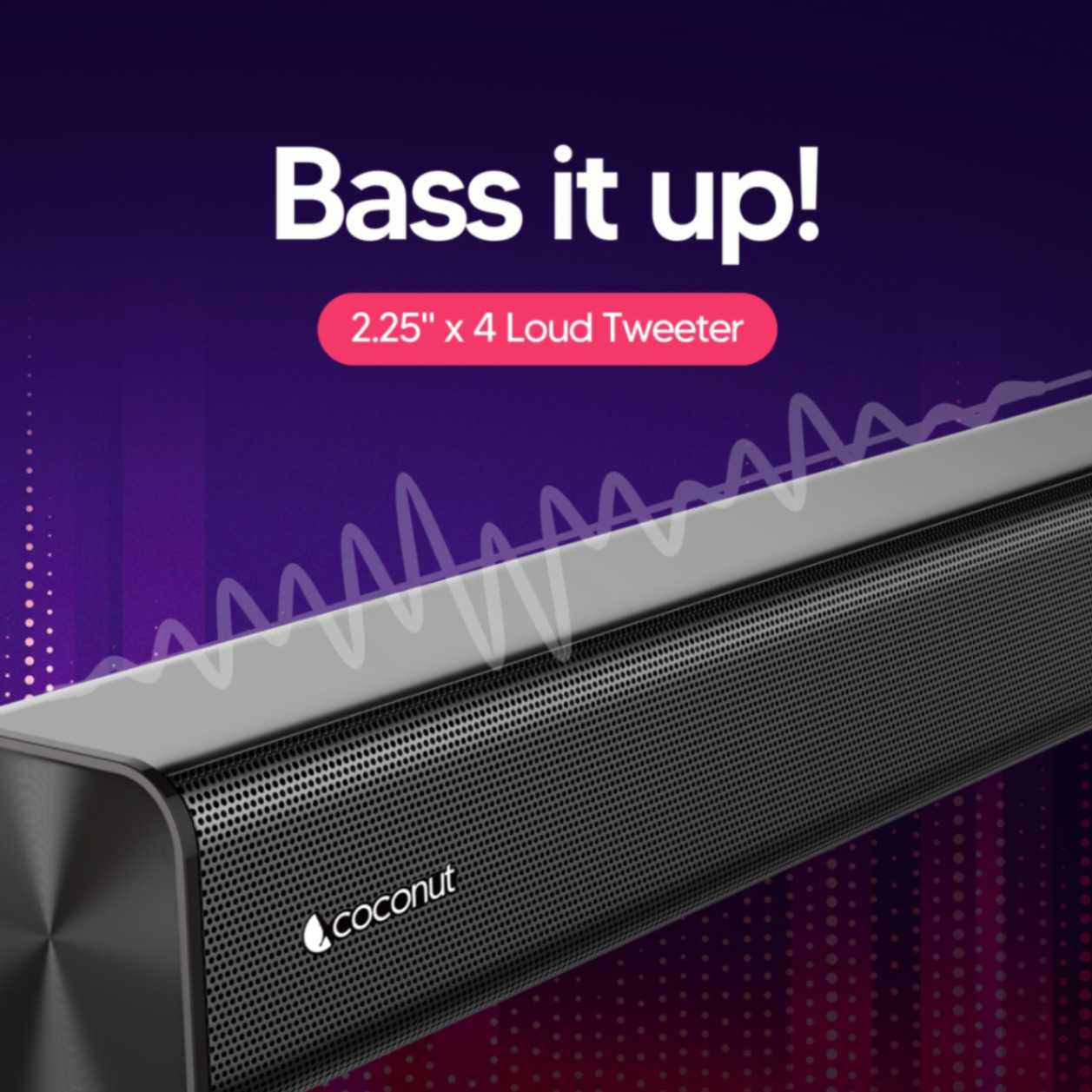 Carol 80W Wireless Sound Bar with multiple input connectivity