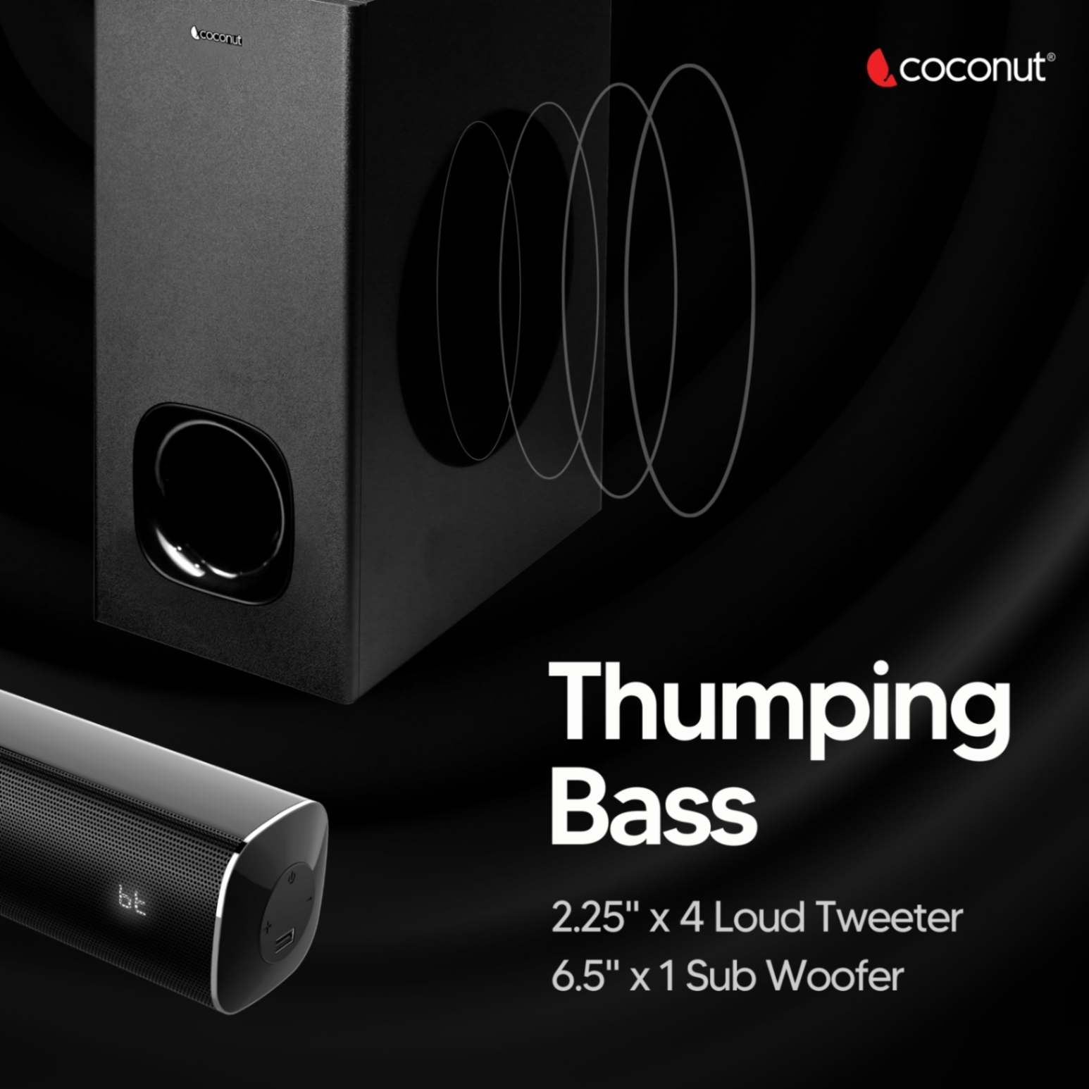 Walton 160W Wireless Sound Bar with Subwoofer and multiple inputs