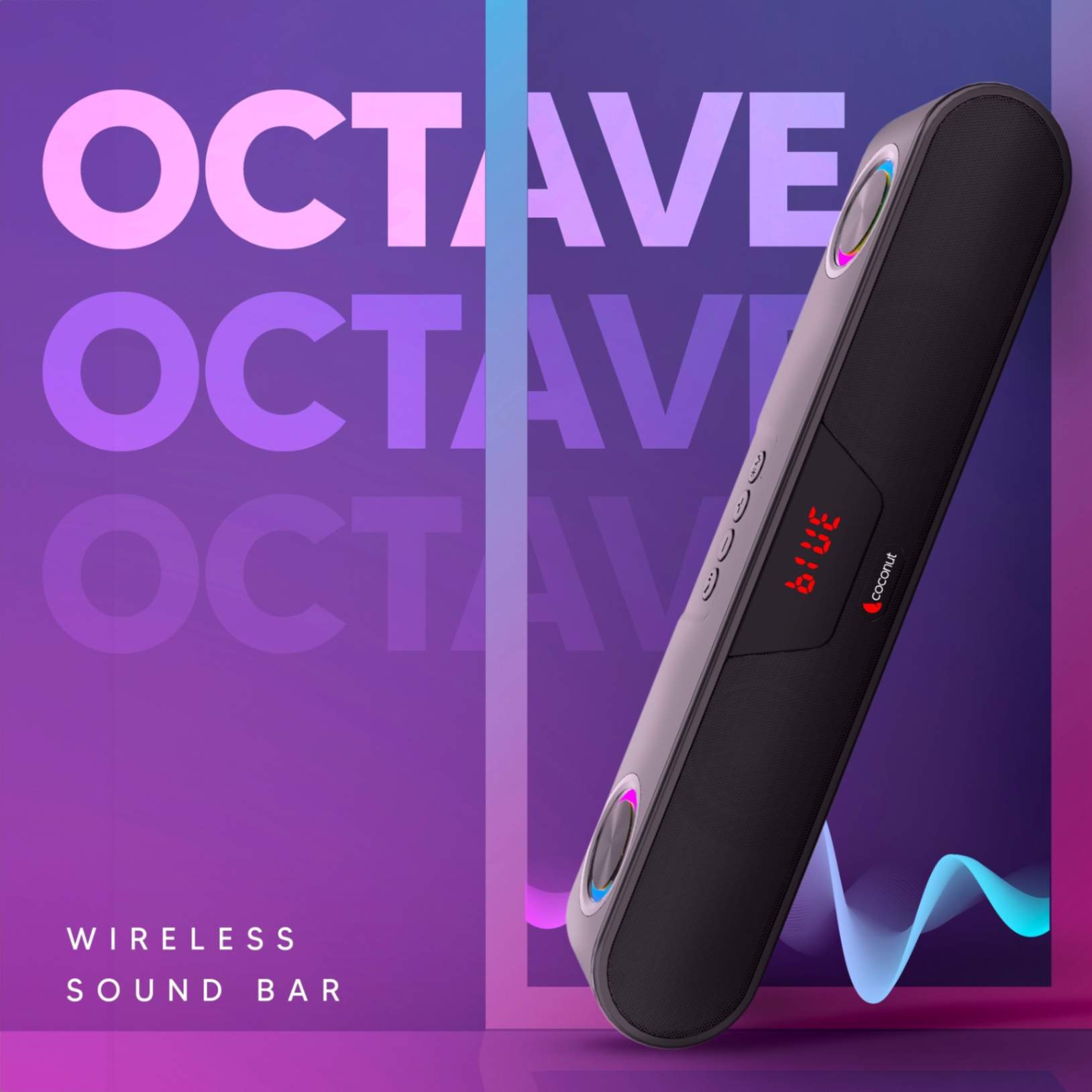 Octave RGB 16W Wireless Sound Bar, True RGB Light Effects, Bluetooth 5.0